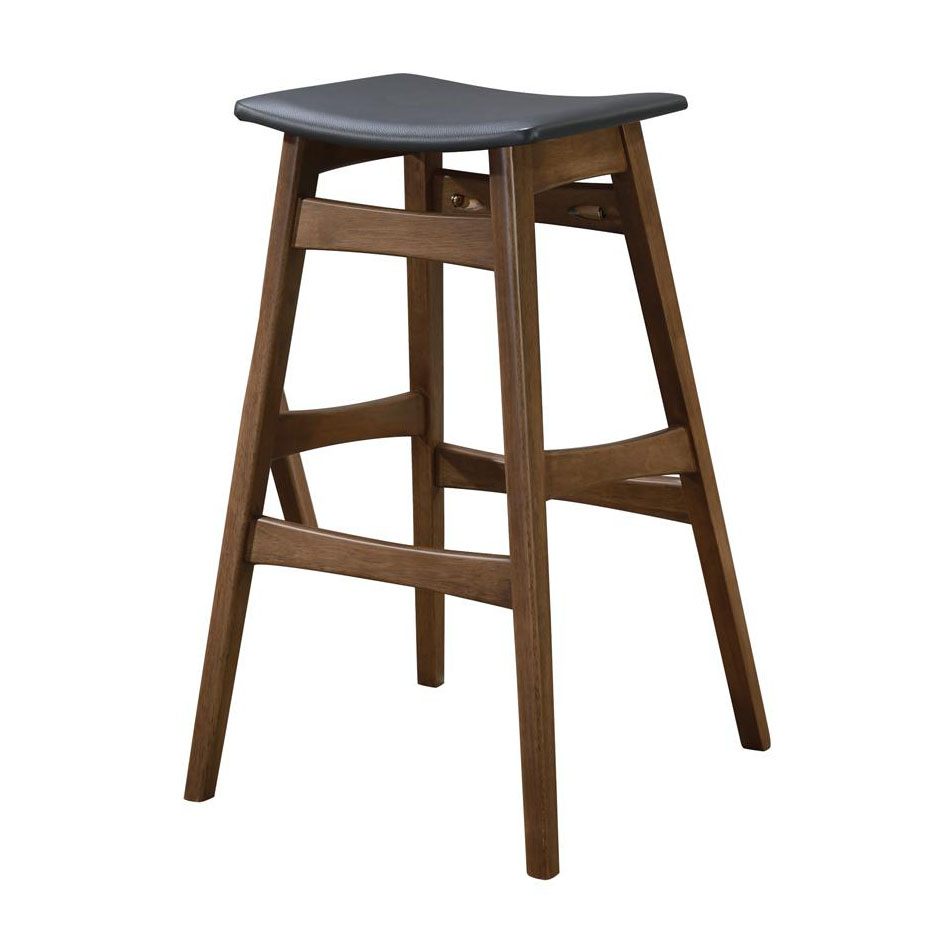 Dark Grey and Natural Walnut Bar Height Stool (Set of 2)