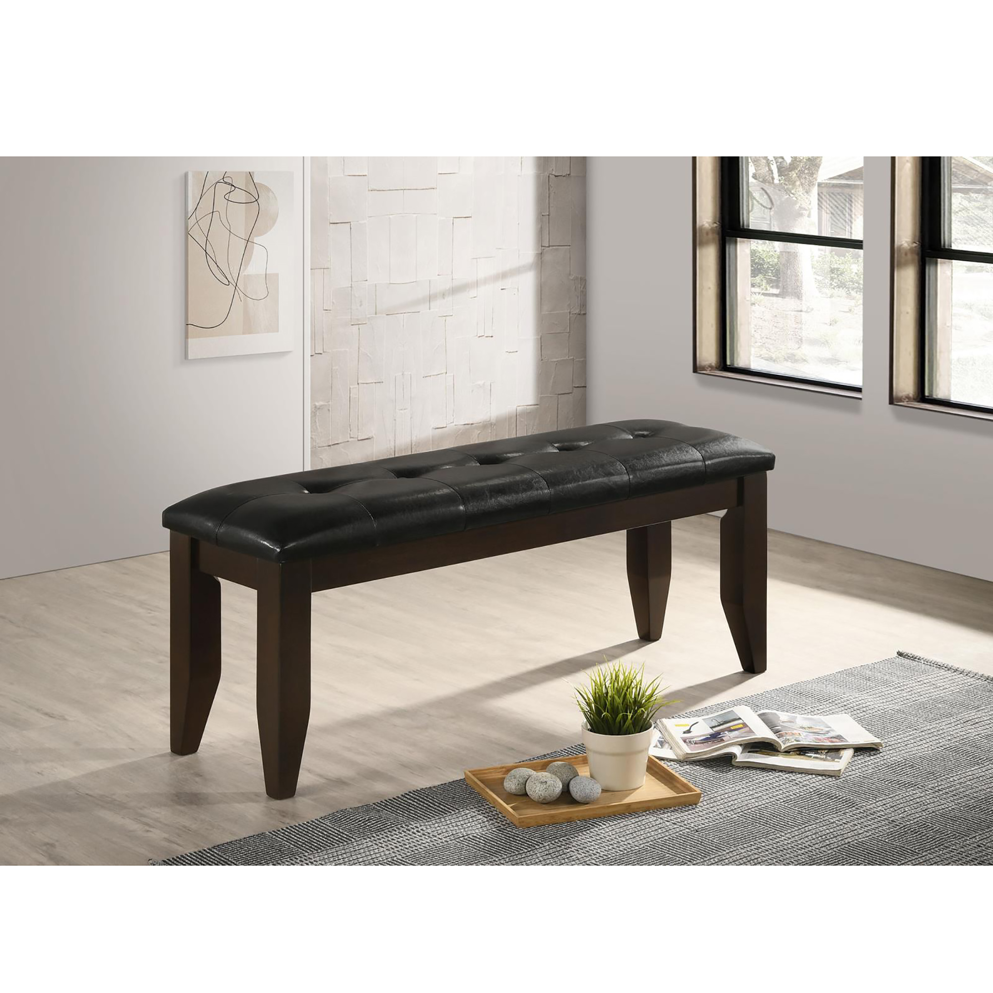 Cappuccino and Black Upholestered Dining Bench