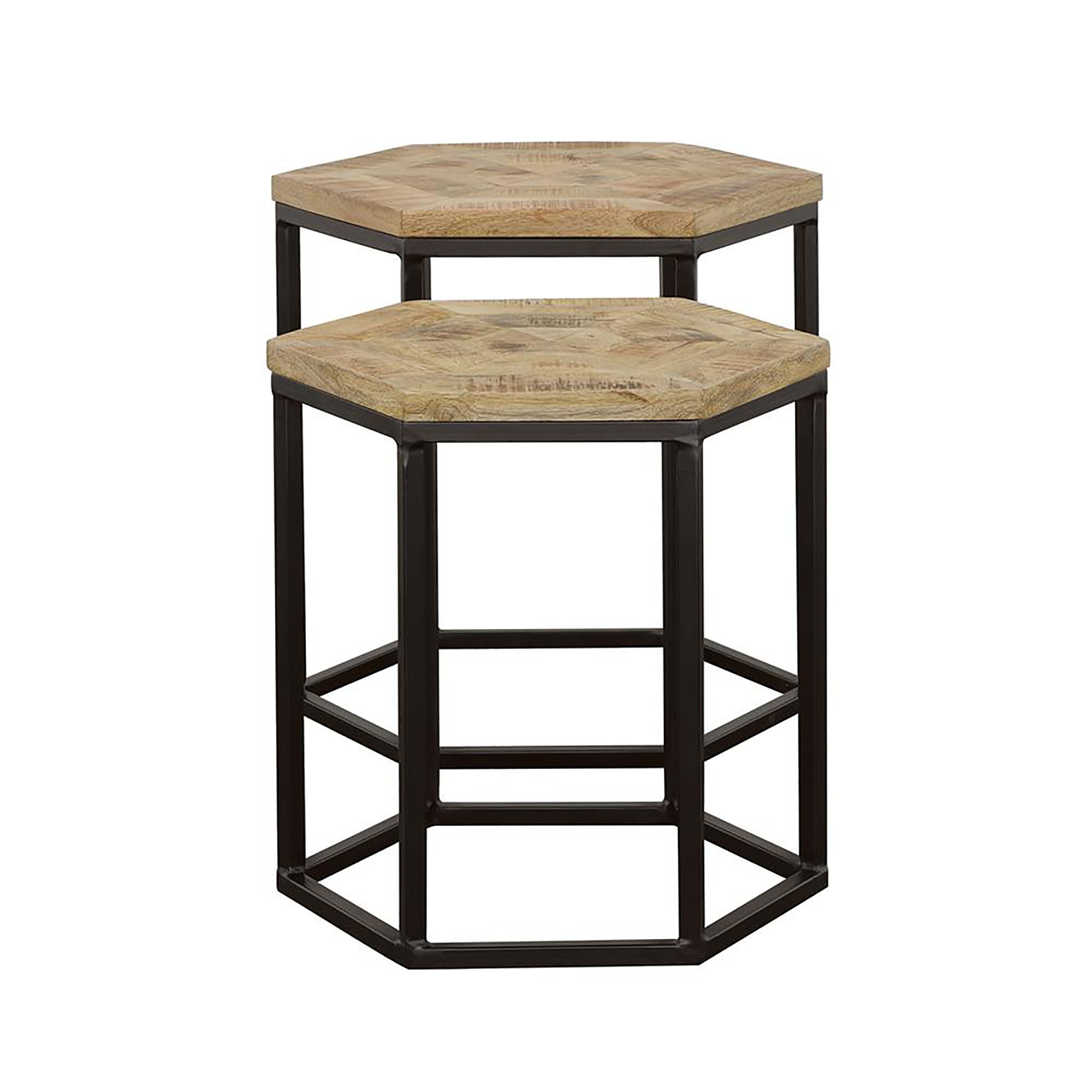 Natural and Black 2-Piece Nesting Table