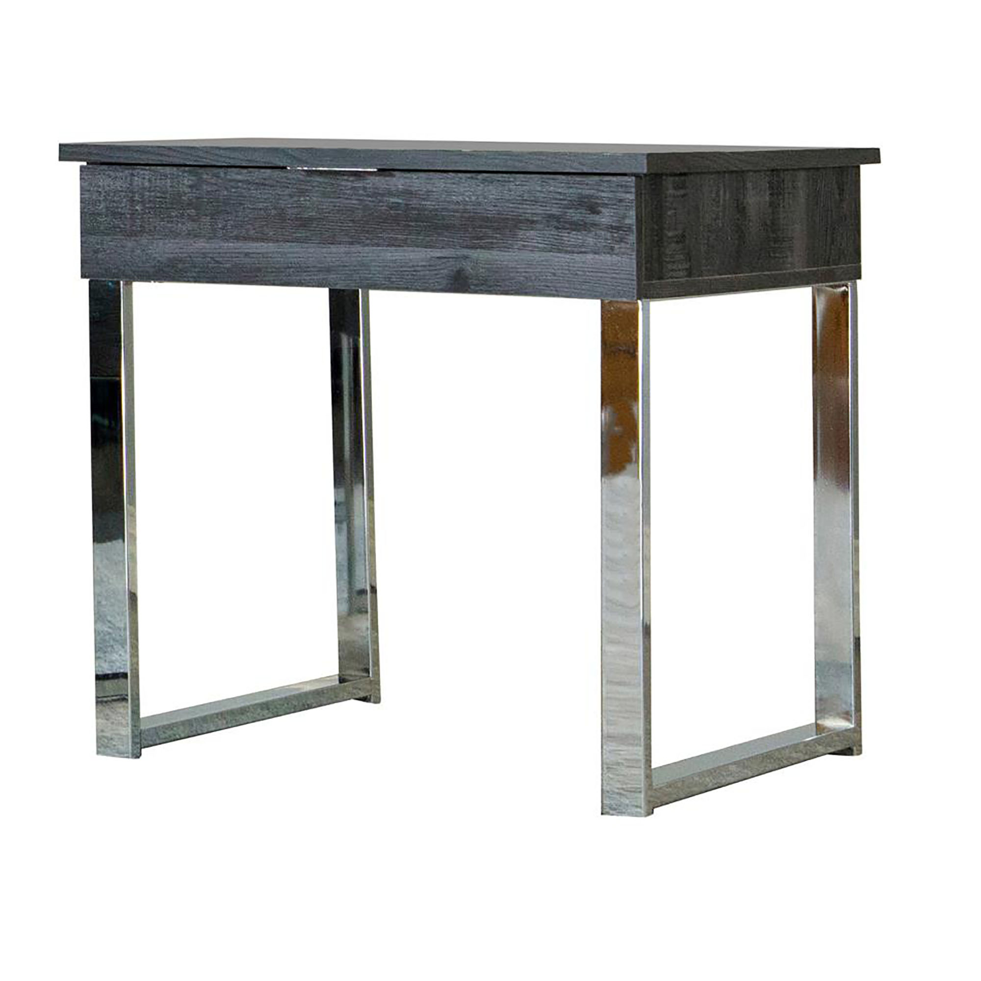 Dark Charcoal and Chrome 1-Drawer End Table