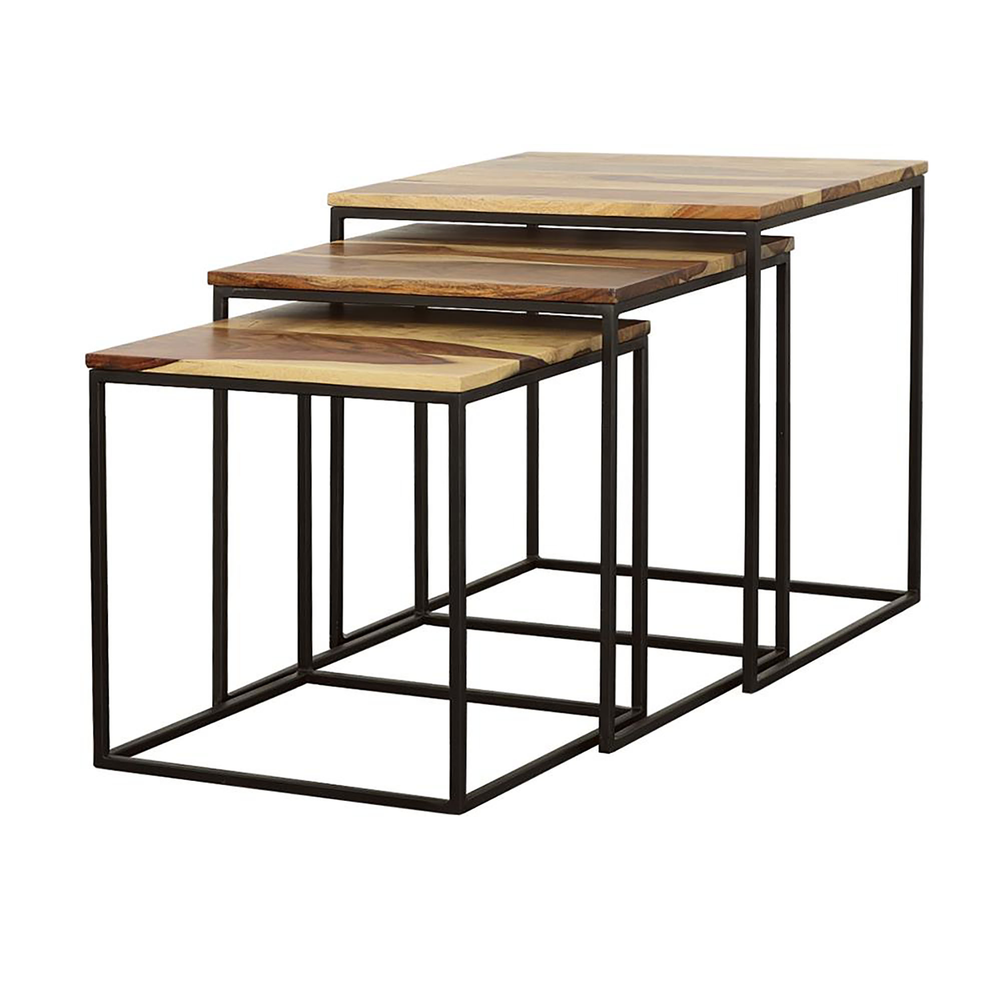 Natural and Black 3-piece Nesting Table