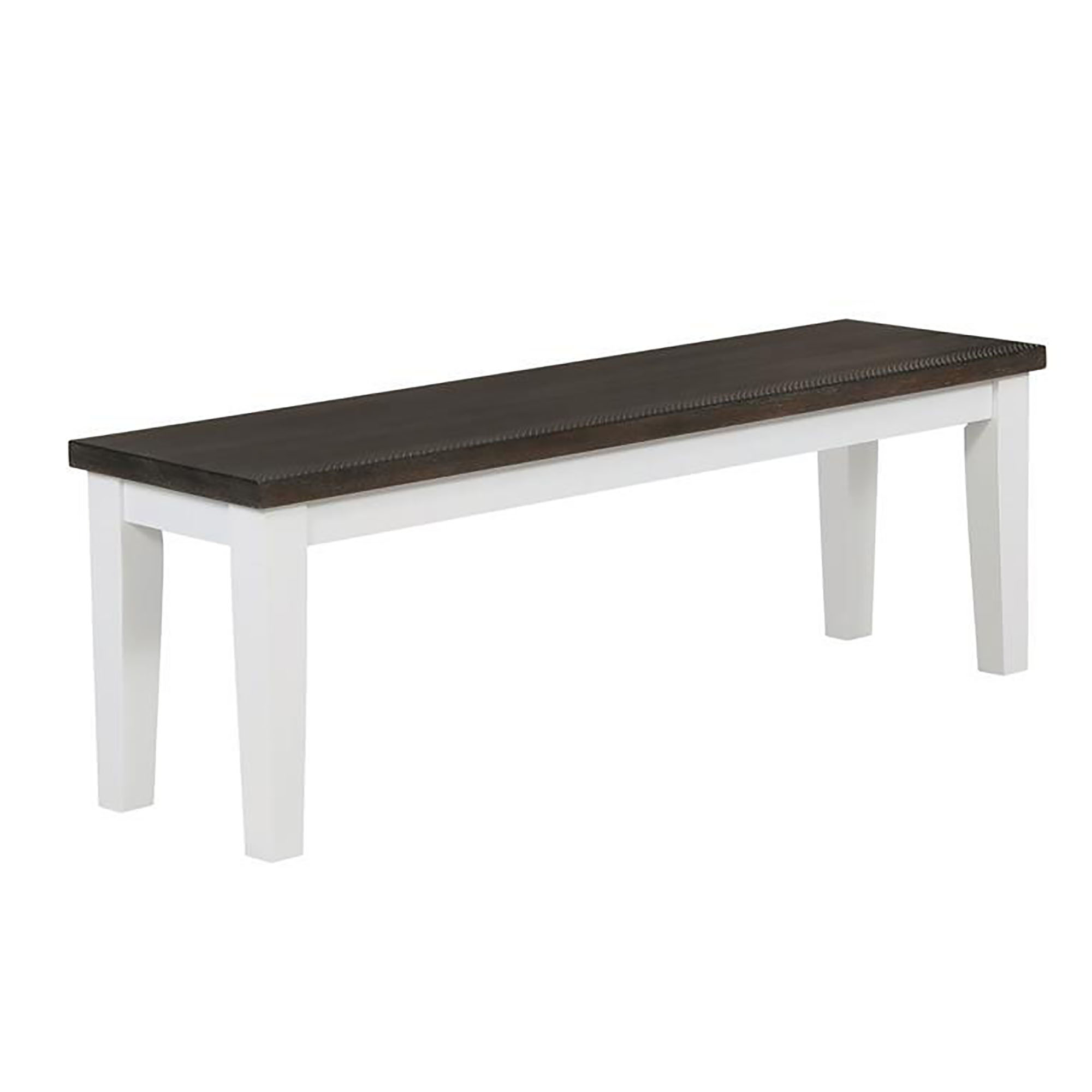 White and Espresso Rectangular Dining Bench