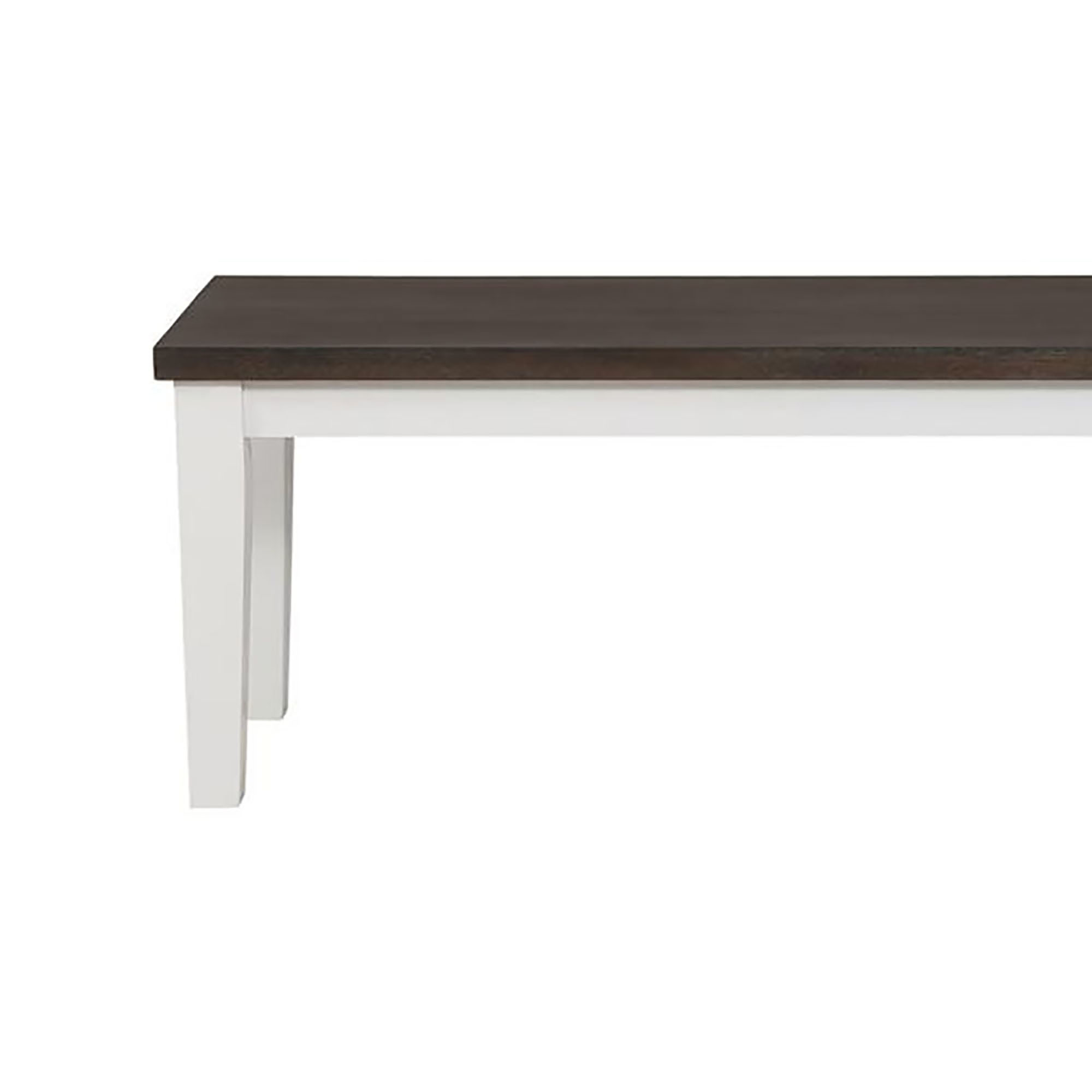 White and Espresso Rectangular Dining Bench