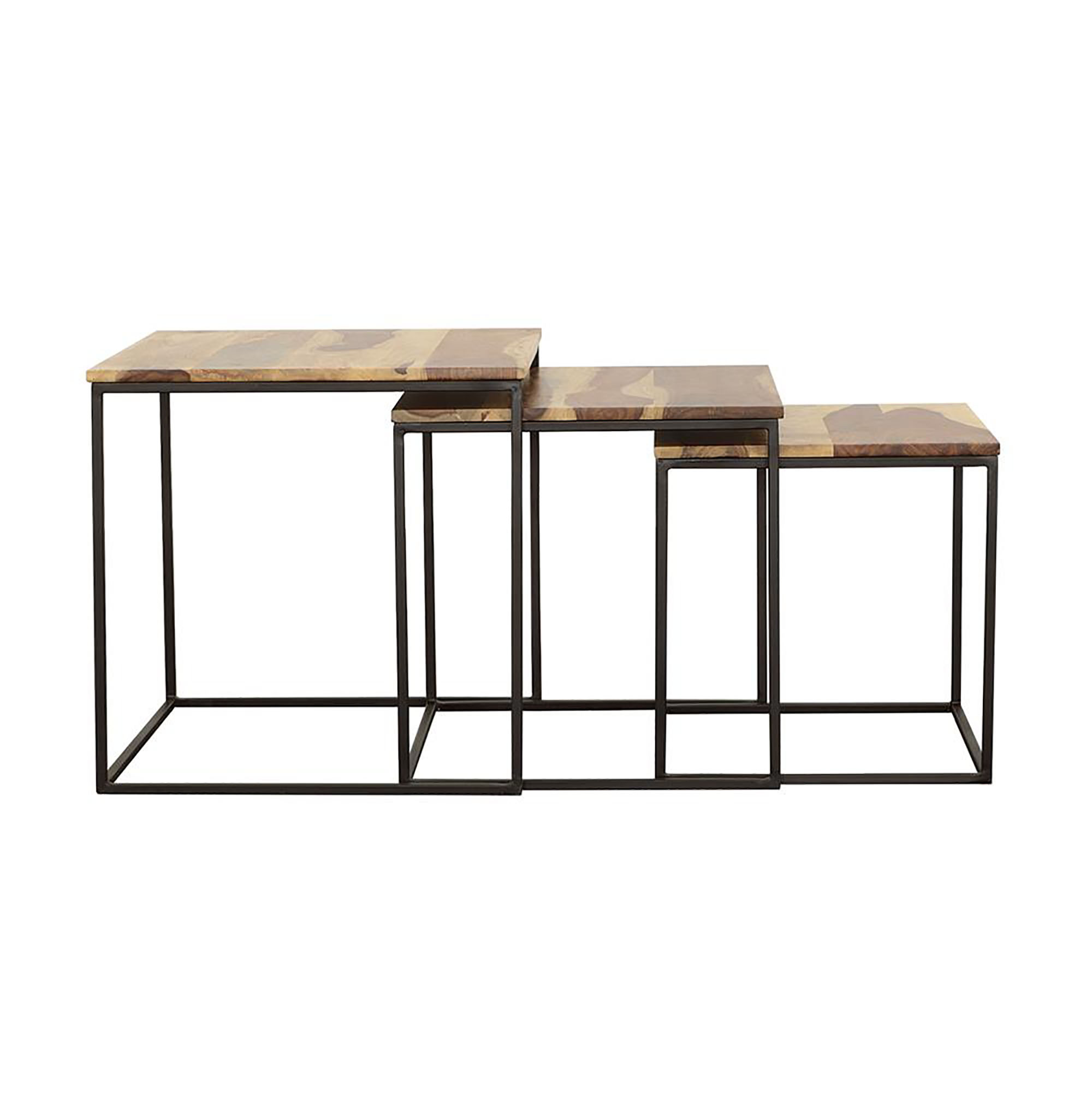 Natural and Black 3-piece Nesting Table