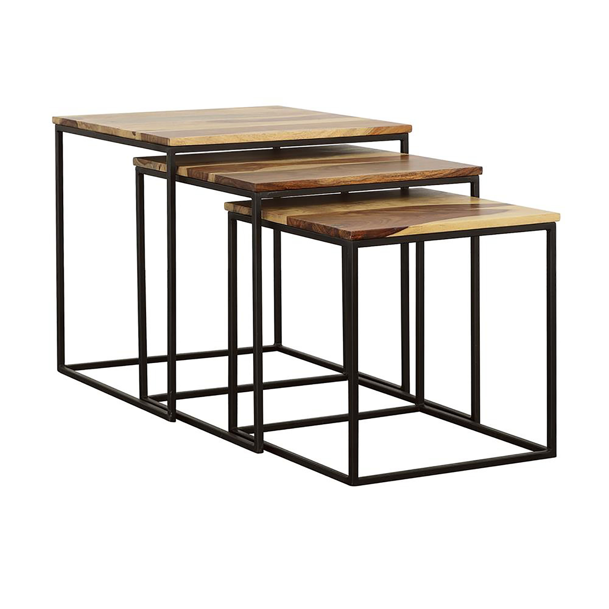 Natural and Black 3-piece Nesting Table