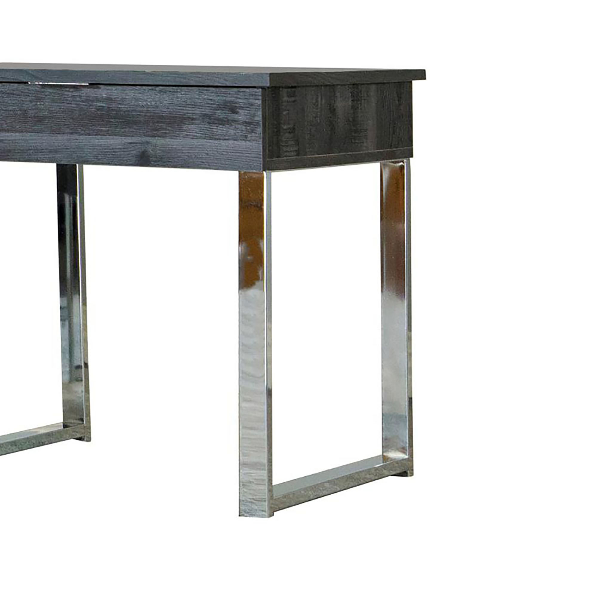 Dark Charcoal and Chrome 1-Drawer End Table