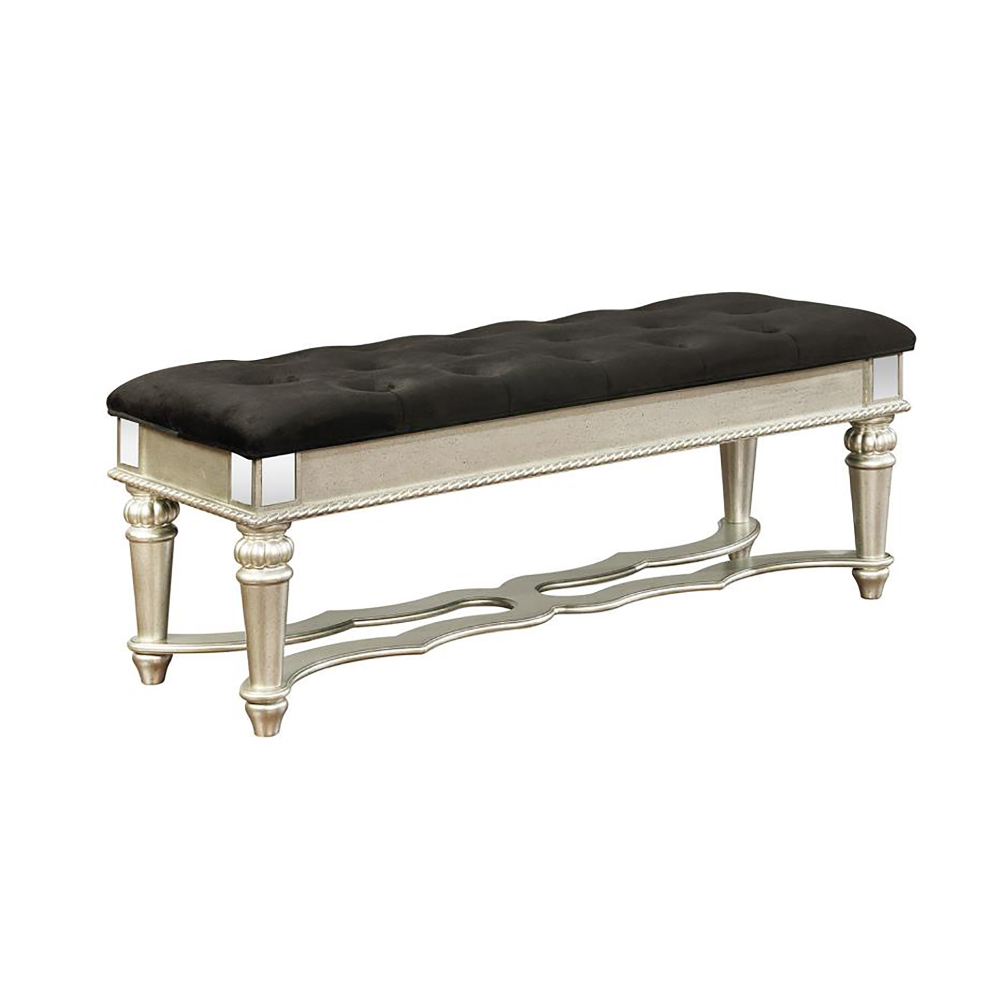 Metallic Platinum Upholestered Bench