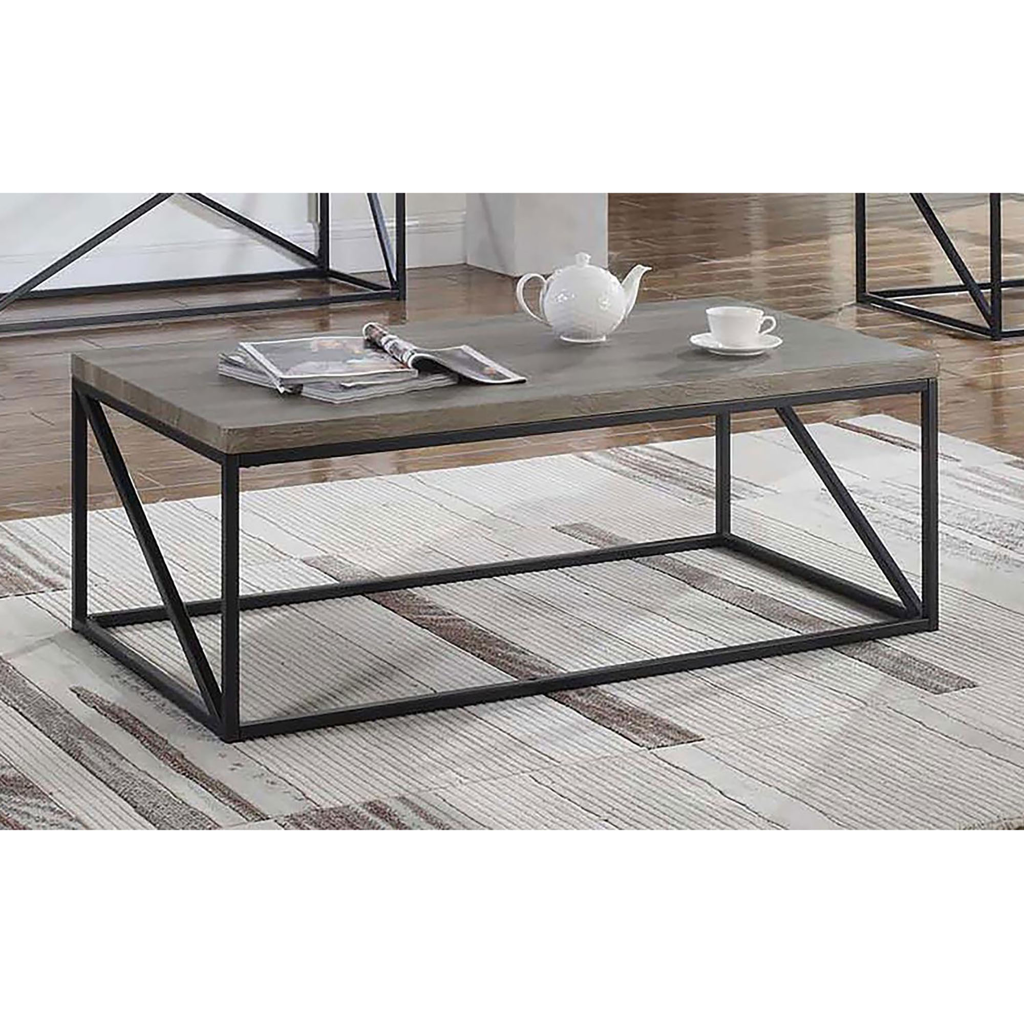 Sonoma Grey and Black Rectangular Coffee Table