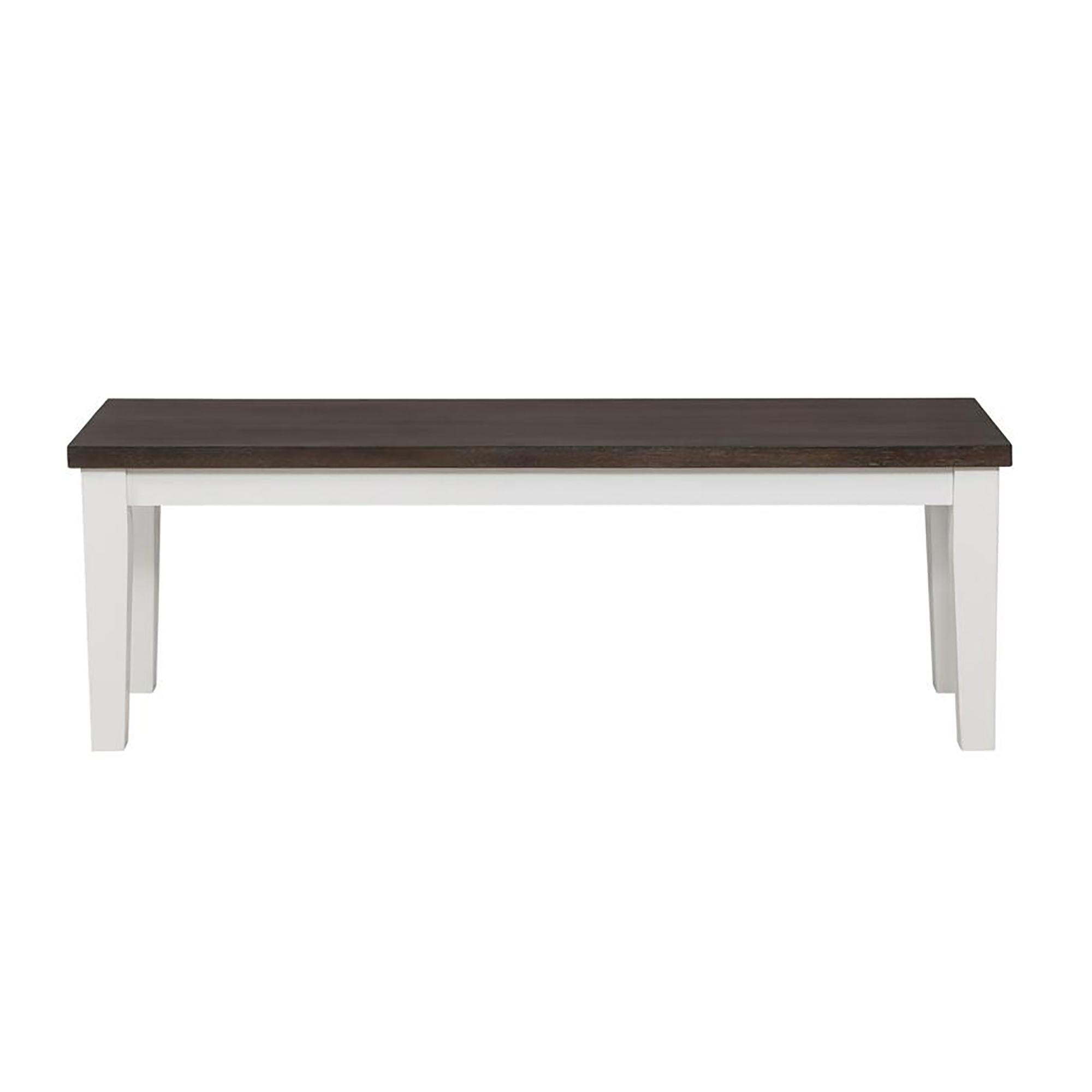 White and Espresso Rectangular Dining Bench