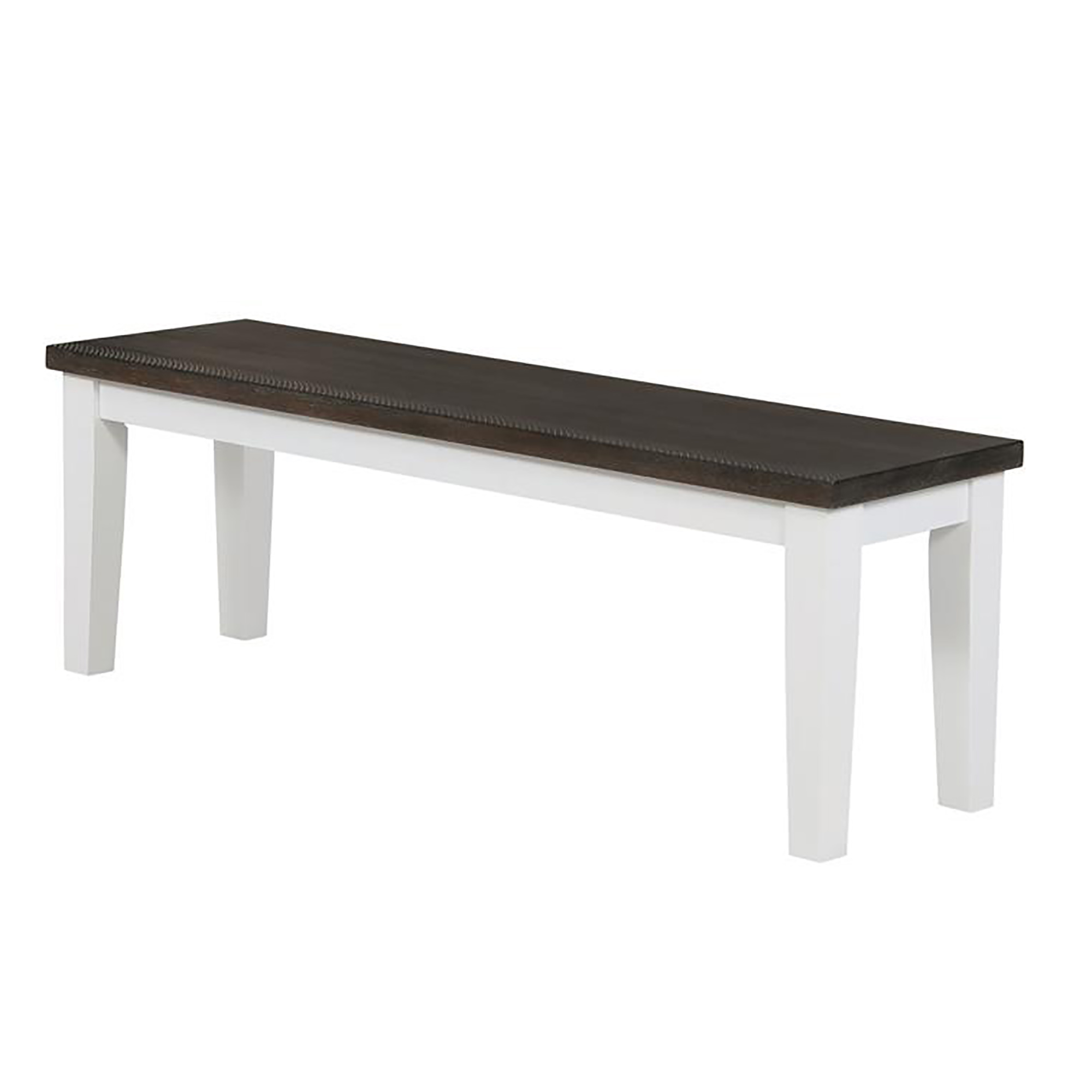 White and Espresso Rectangular Dining Bench