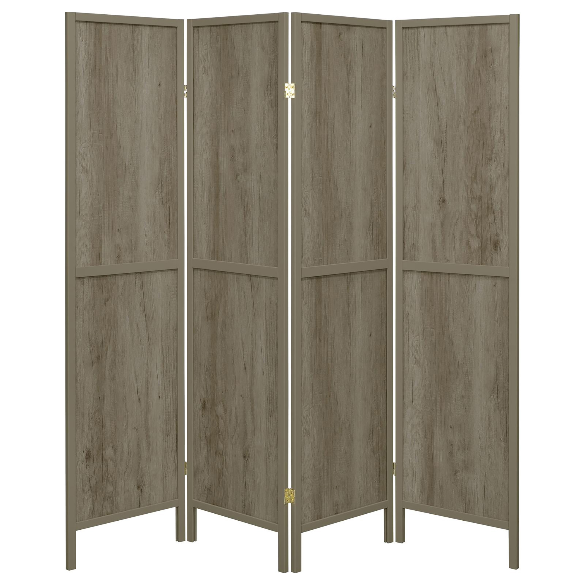 Grey Driftwood and Light Grey 4-Panel Folding Screen