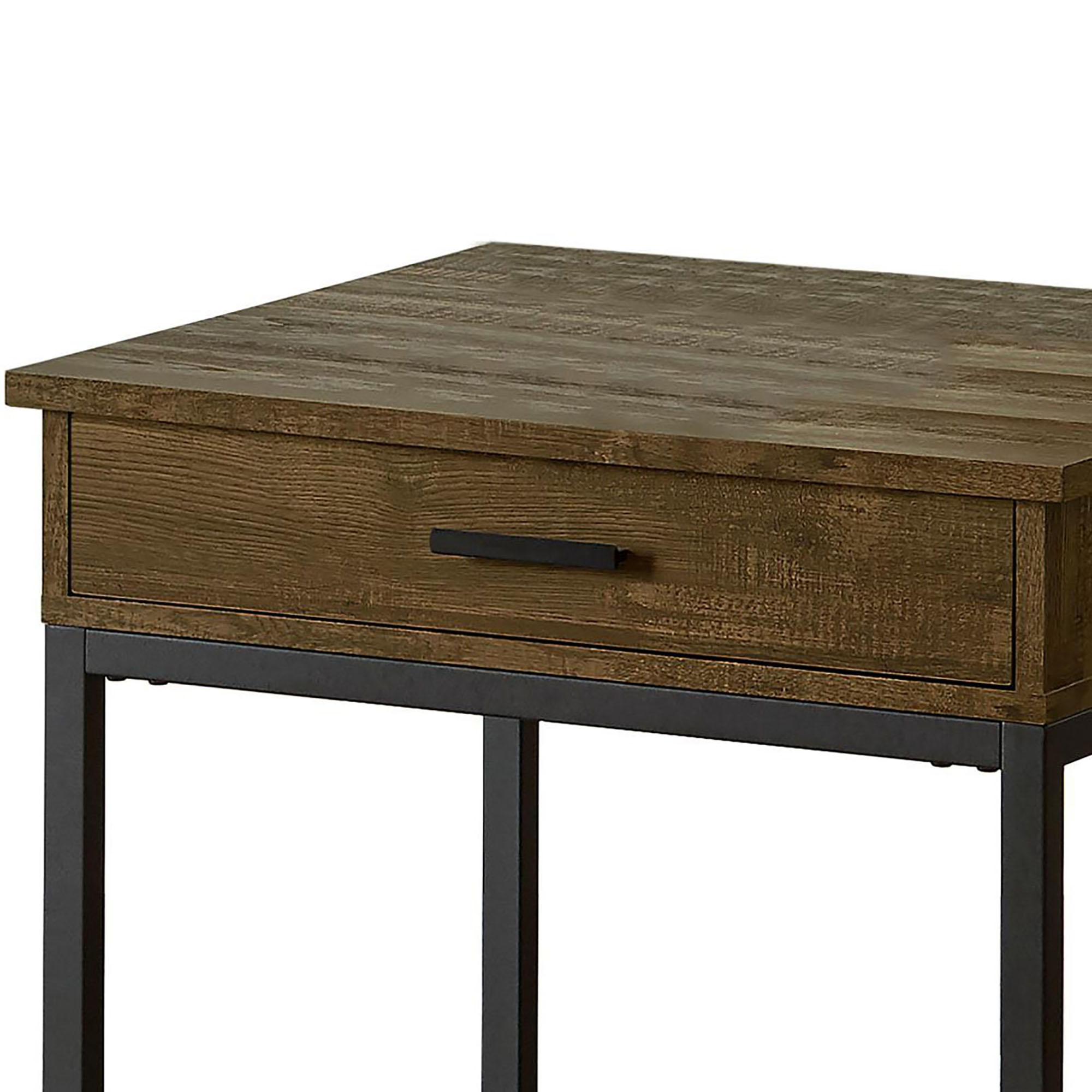 Brown Oak and Sandy Black Square End Table