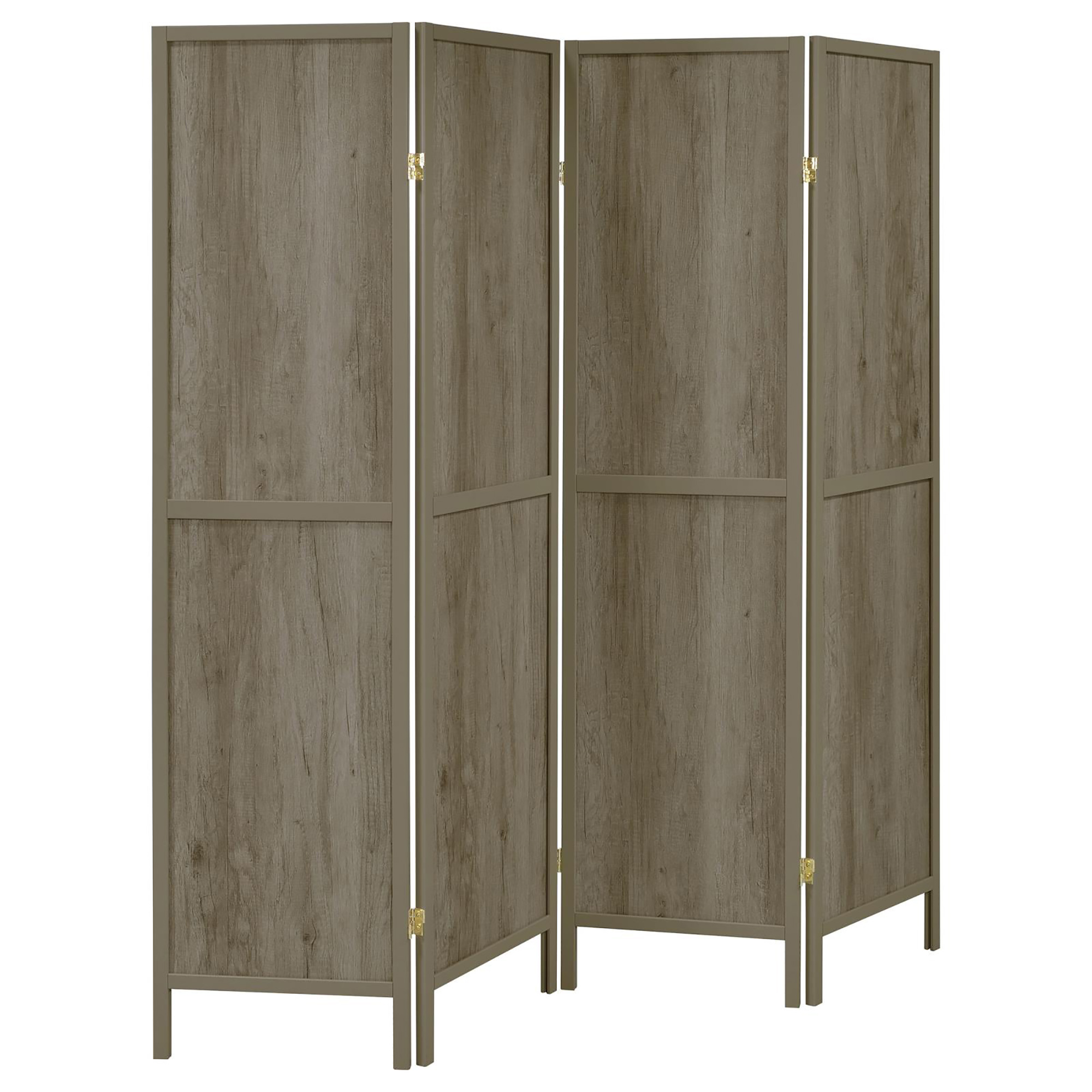 Grey Driftwood and Light Grey 4-Panel Folding Screen