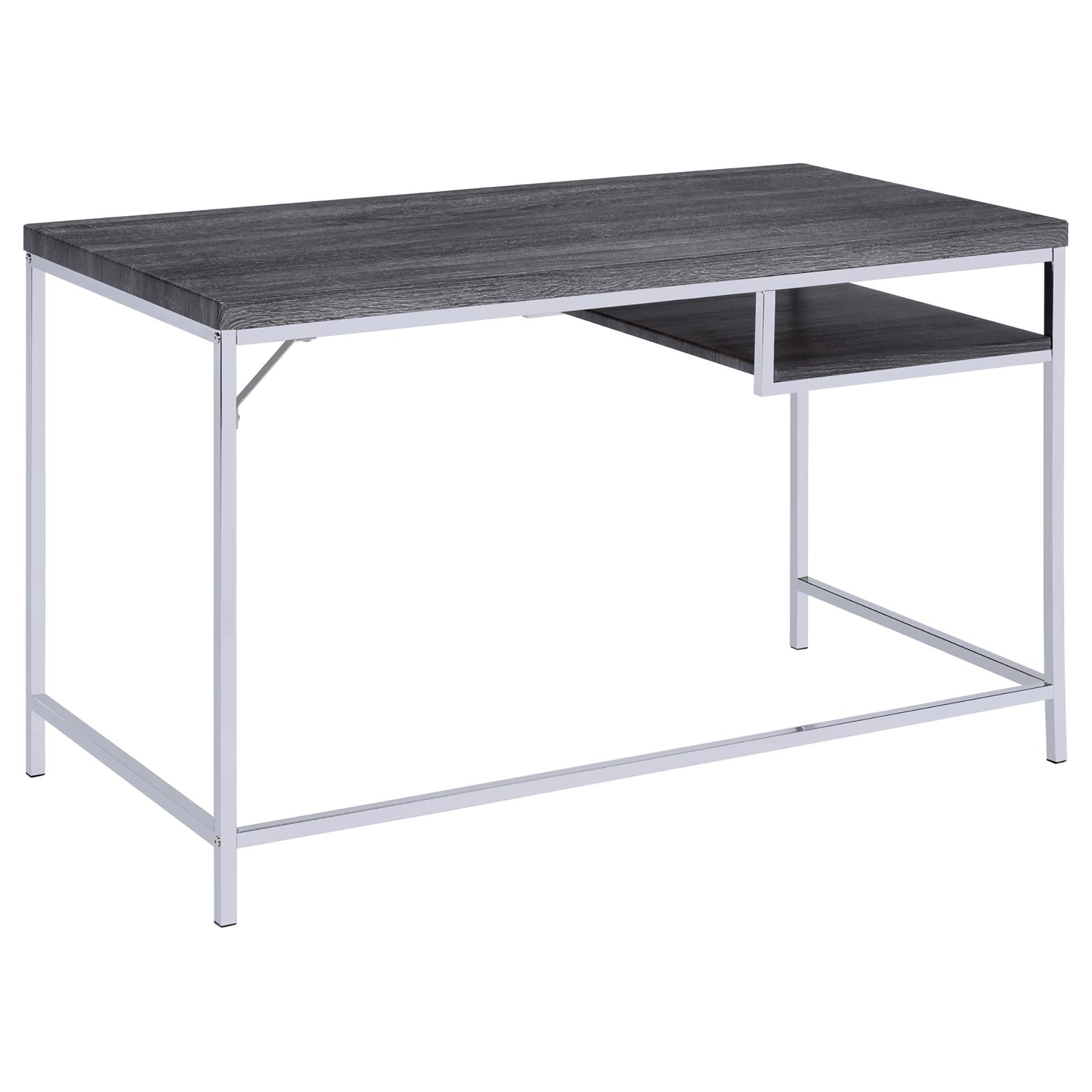 Weathered Grey and Chrome Rectangular Writing Desk