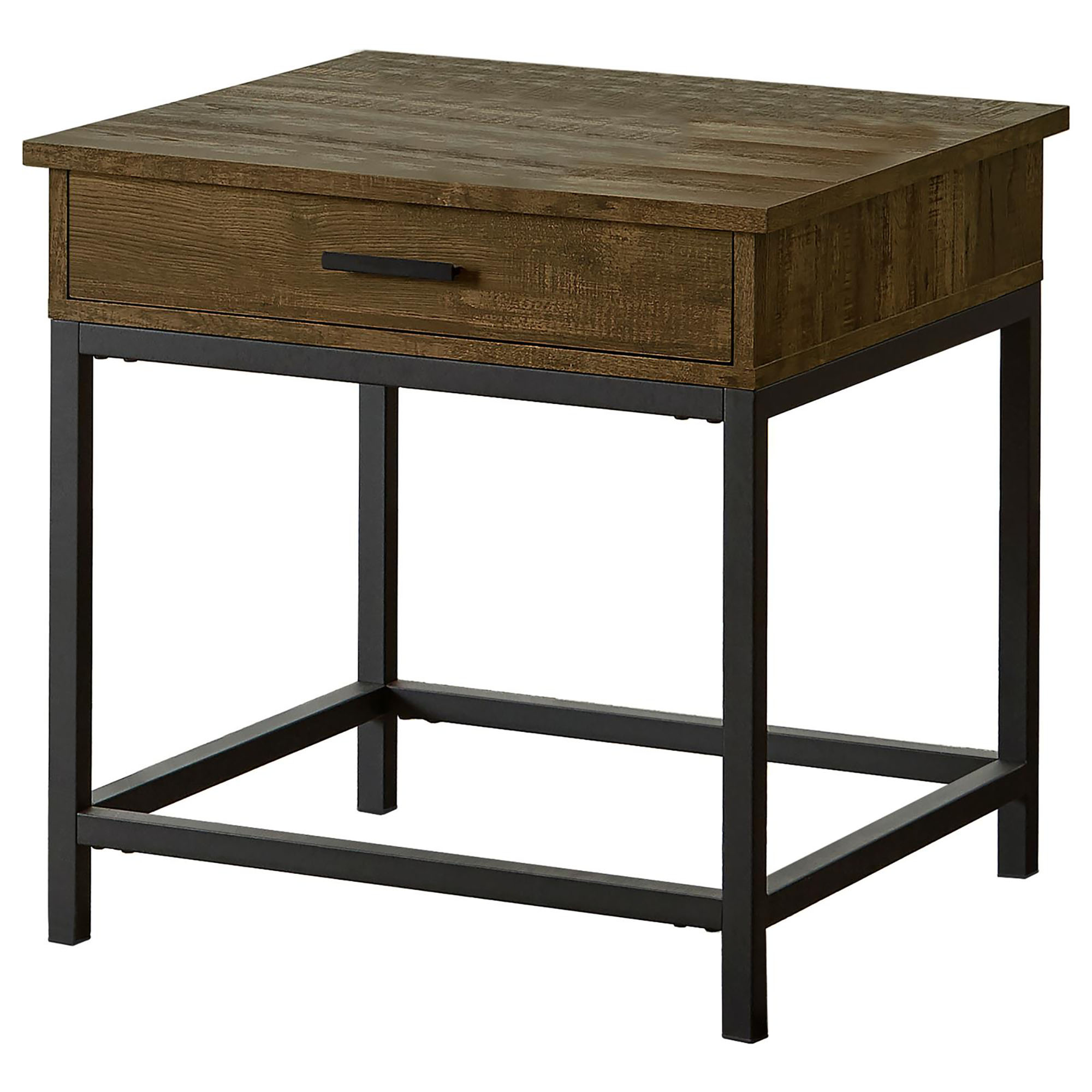 Brown Oak and Sandy Black Square End Table