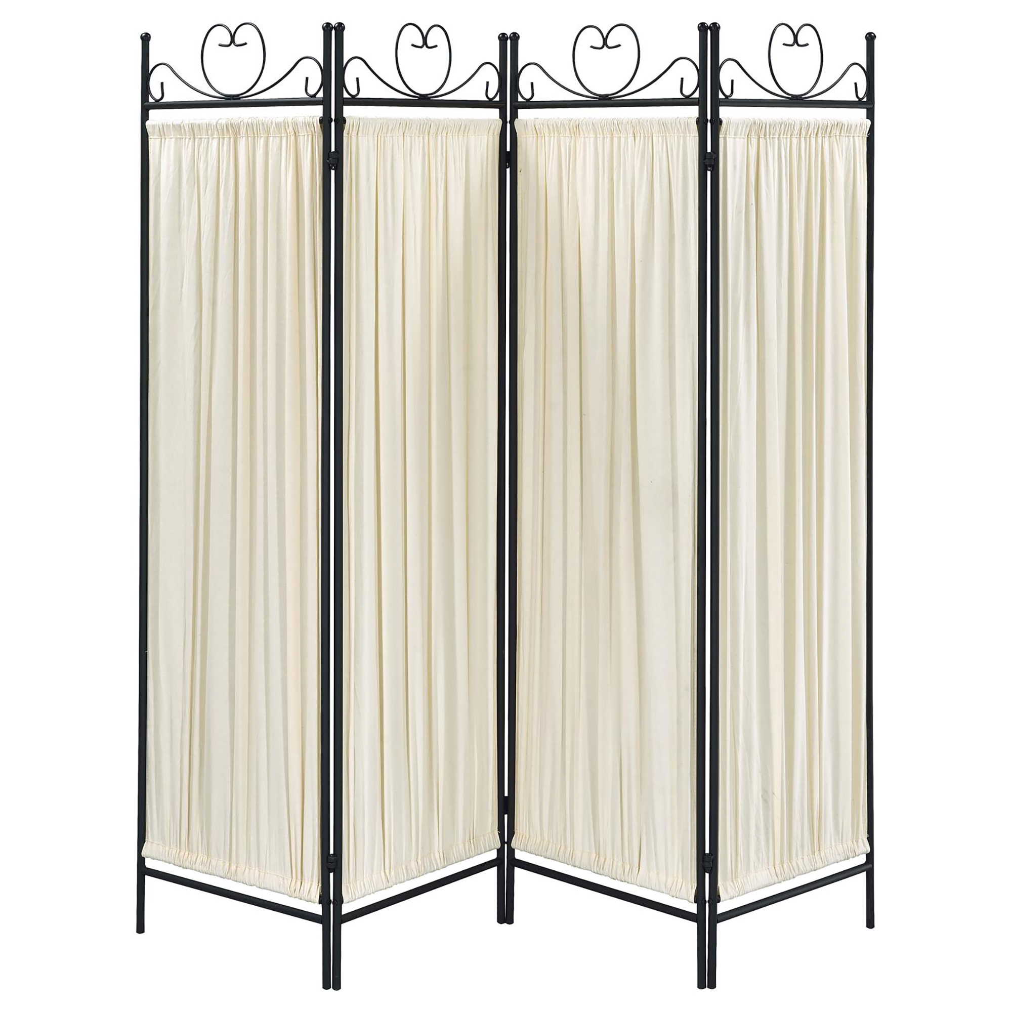 Beige and Black 4-panel Folding Screen