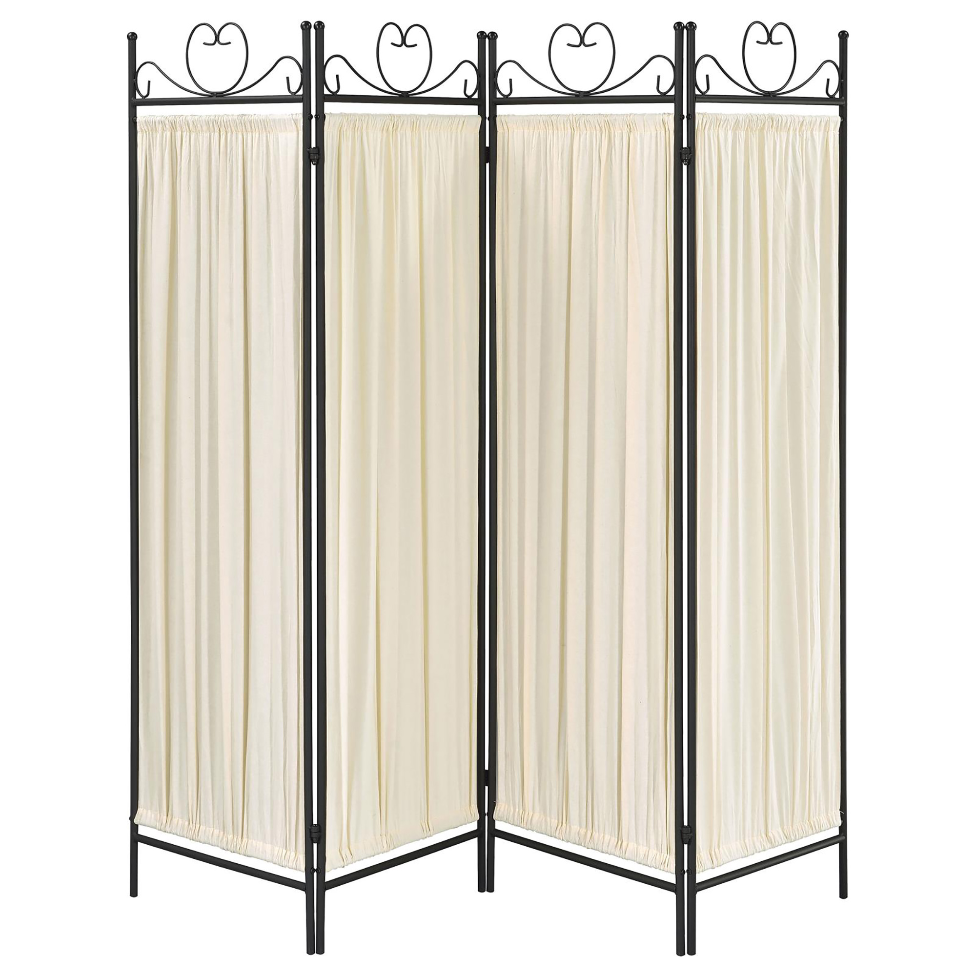 Beige and Black 4-panel Folding Screen