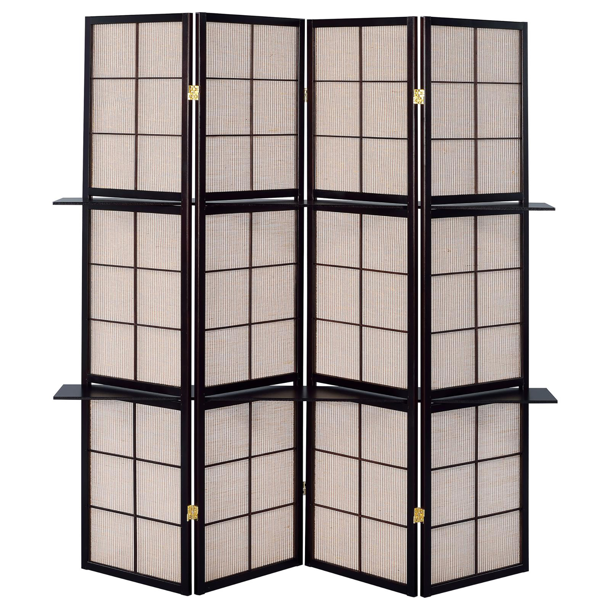 Tan and Cappuccino 4-Panel Folding Screen