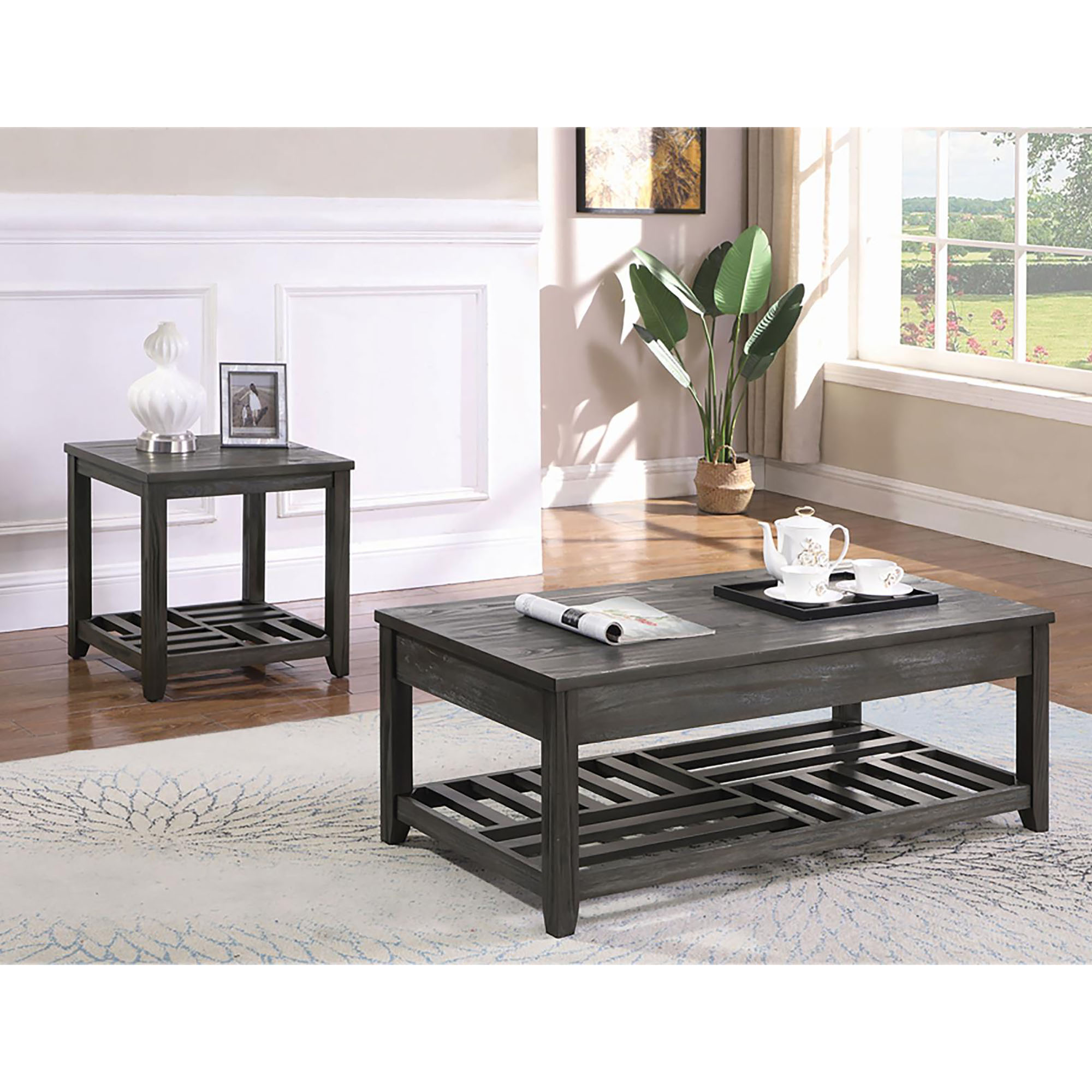 Grey Rectangular End Table