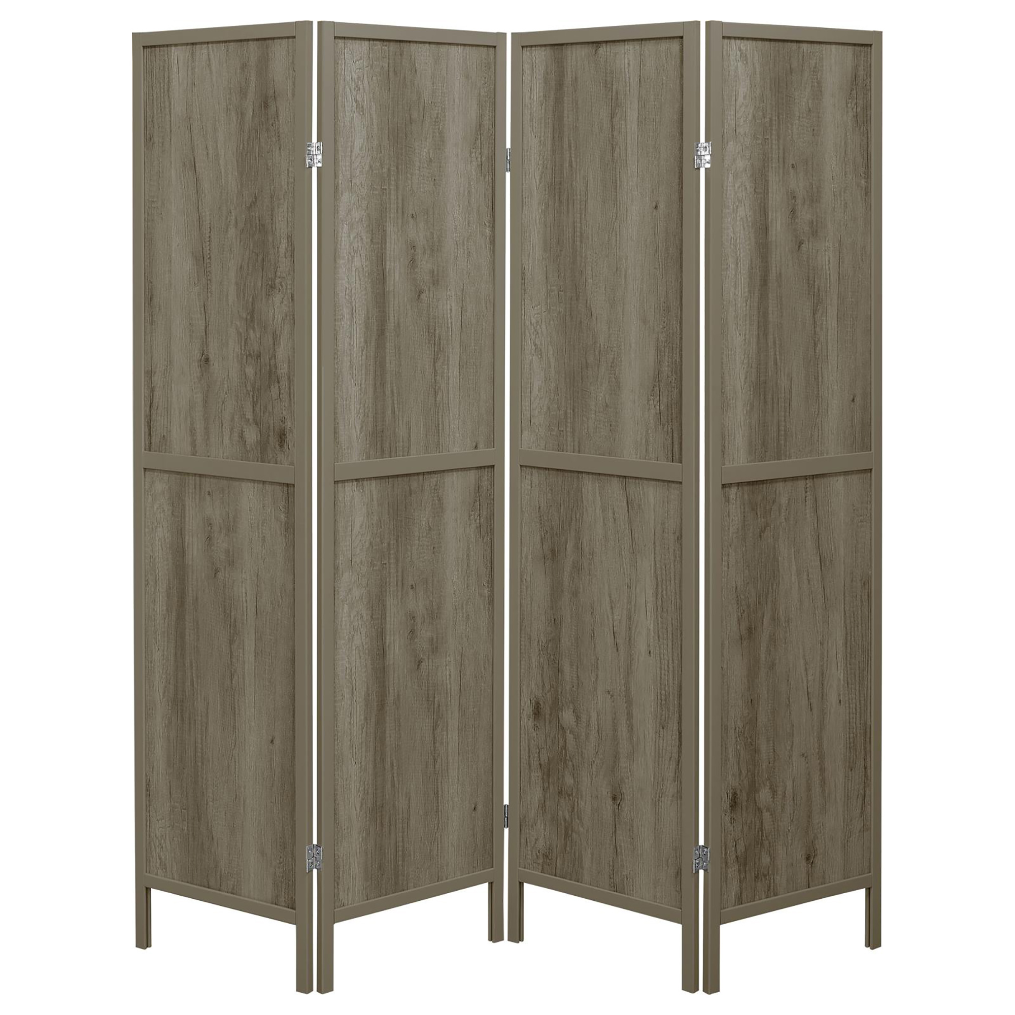 Grey Driftwood and Light Grey 4-Panel Folding Screen