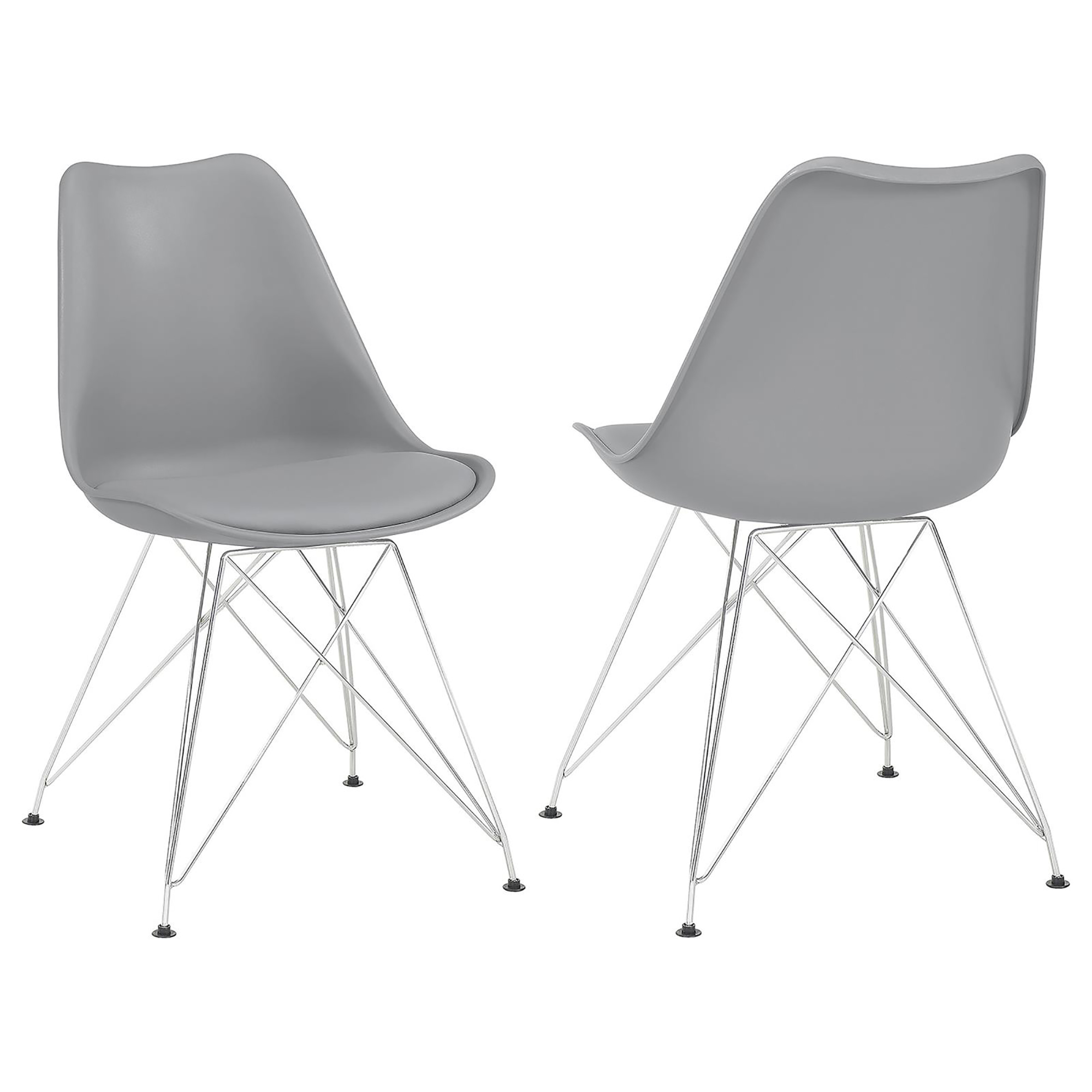 Grey and Chrome Padded Side Chair (Set of 2)