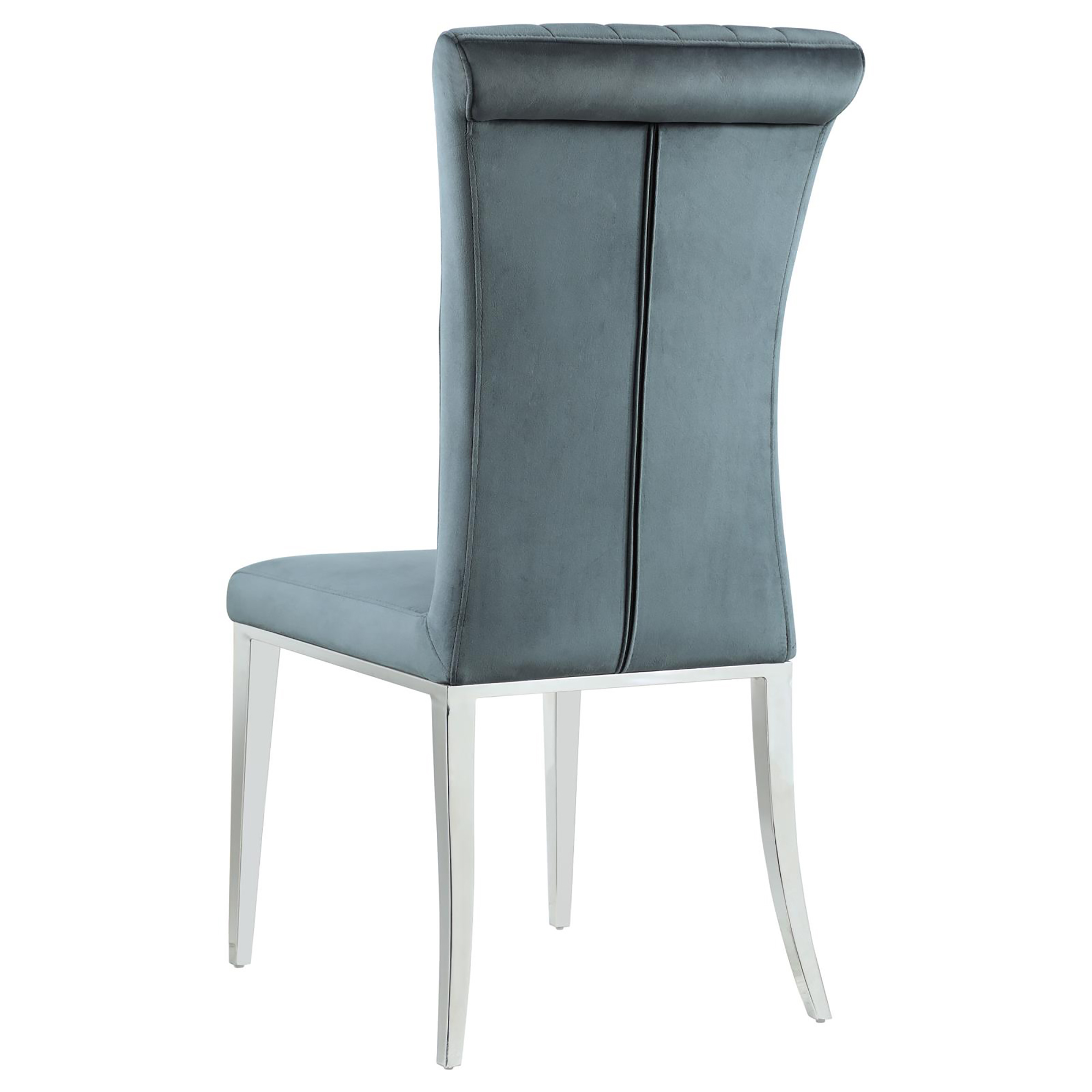 Dark Grey and Chrome Tufted Side Chair (Set of 2)