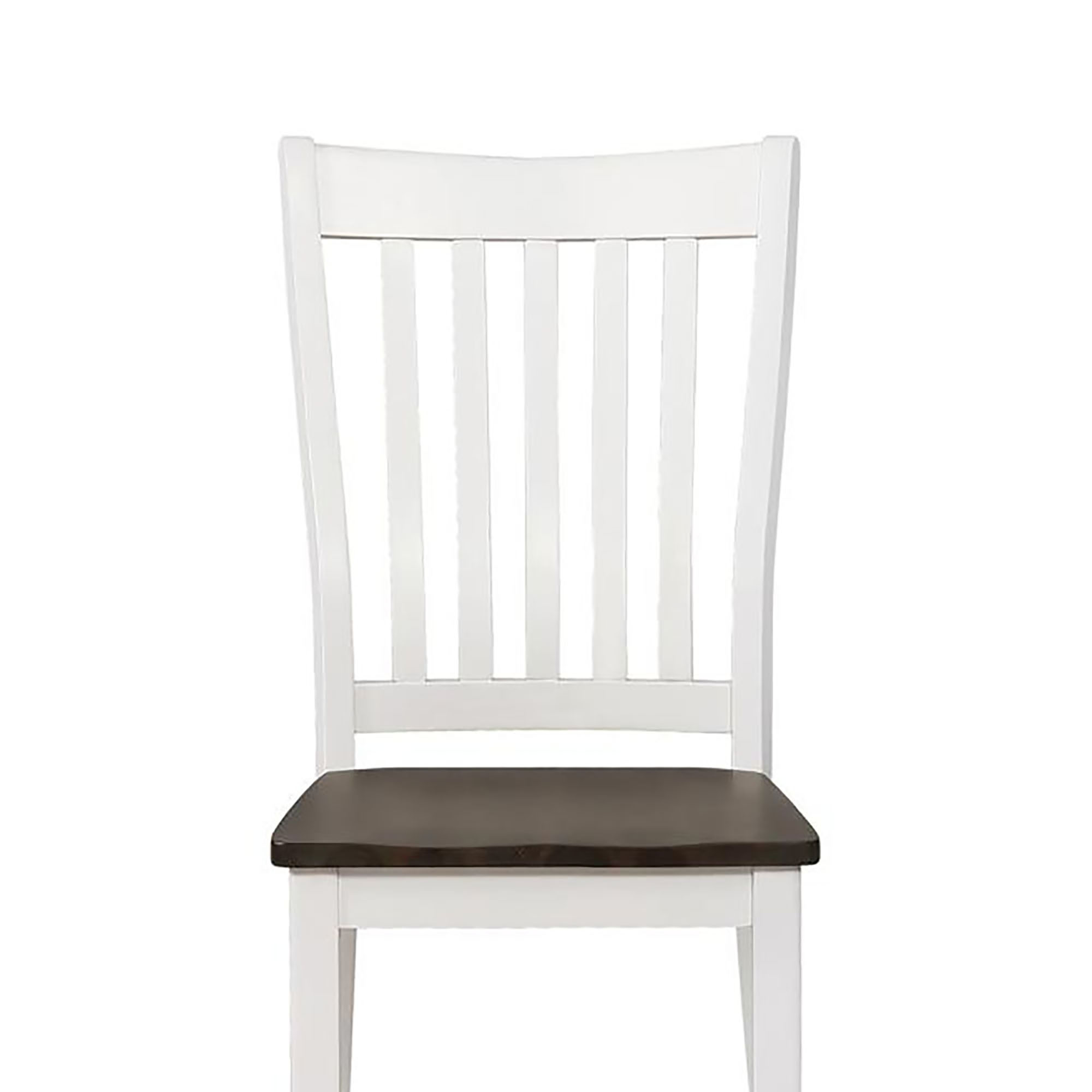 Espresso and White Dining Chair with Wood Seat (Set of 2)