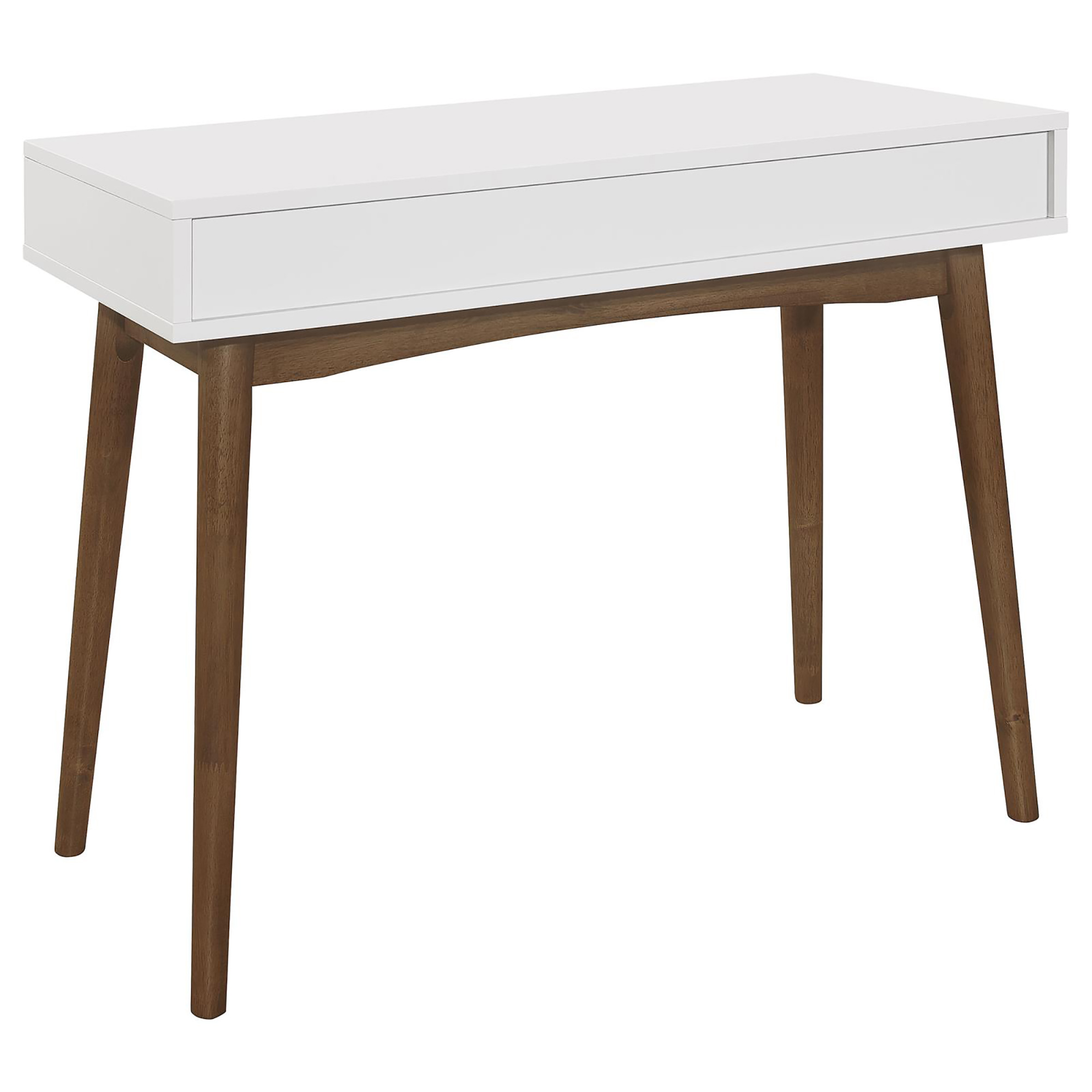 White and Walnut 1-Drawer Writing Desk