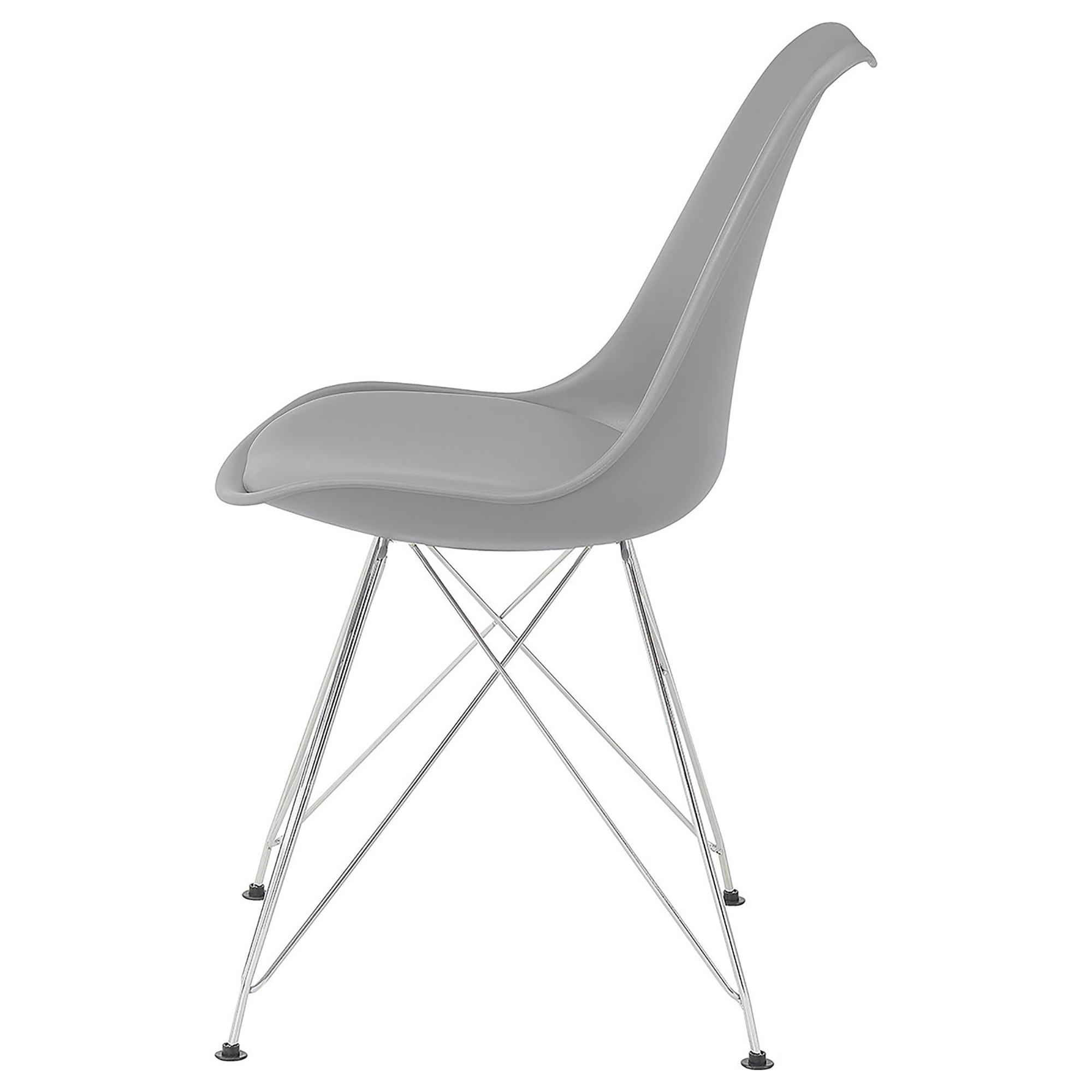 Grey and Chrome Padded Side Chair (Set of 2)