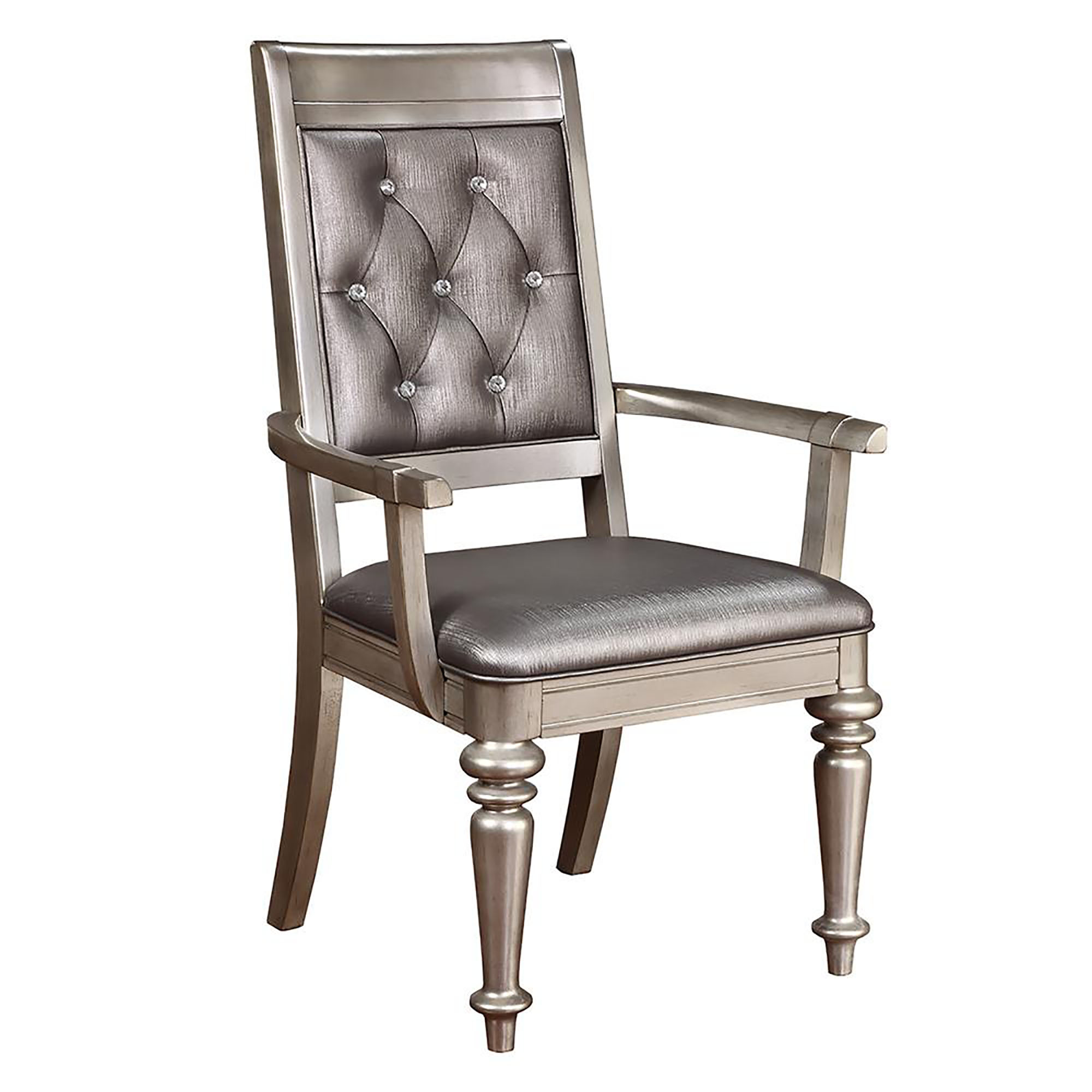 Metallic Platinum and Metallic Open Back Arm Chair (Set of 2)