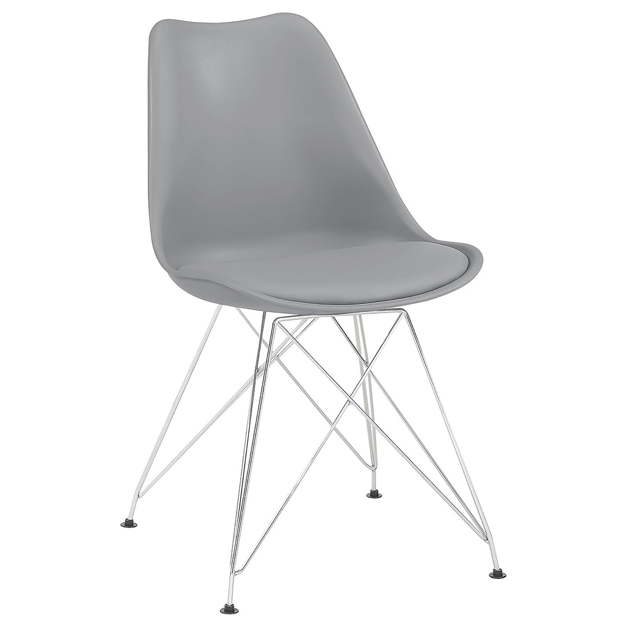 Grey and Chrome Padded Side Chair (Set of 2)