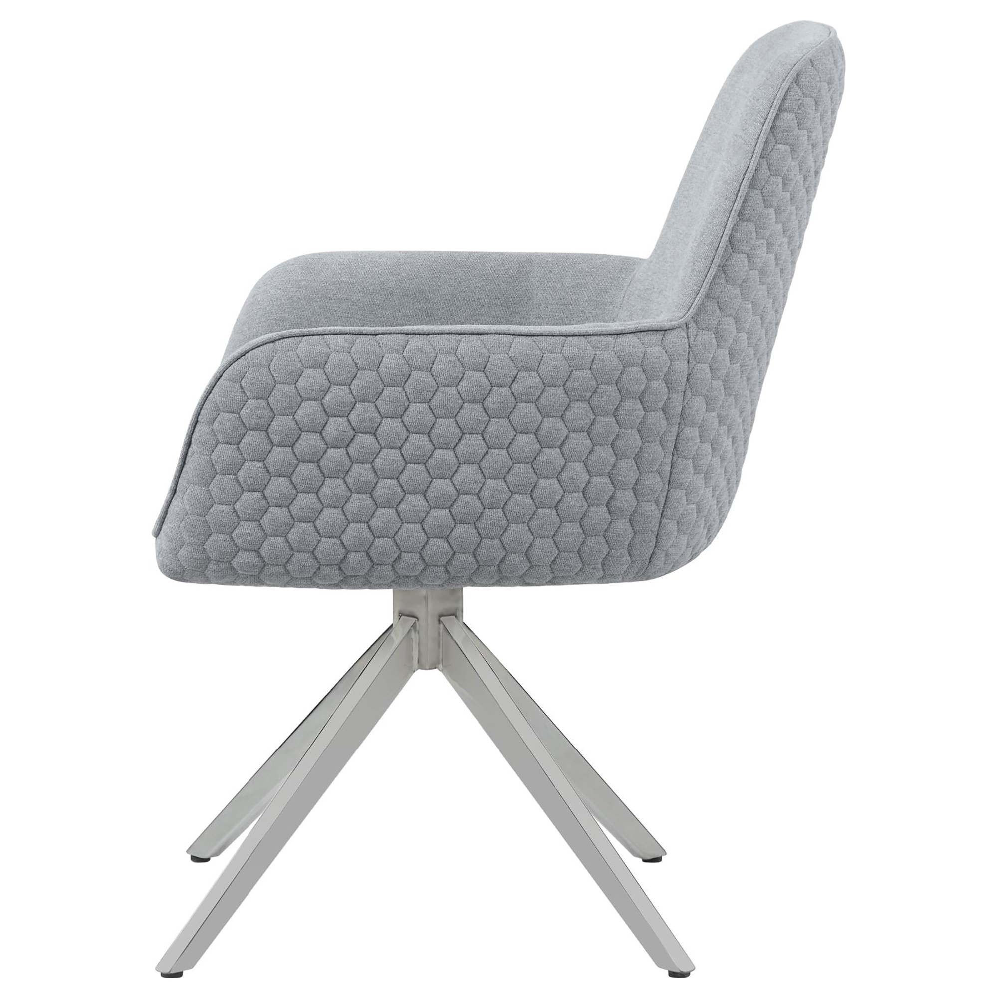 Light Grey and Chrome Flare Arm Side Chair