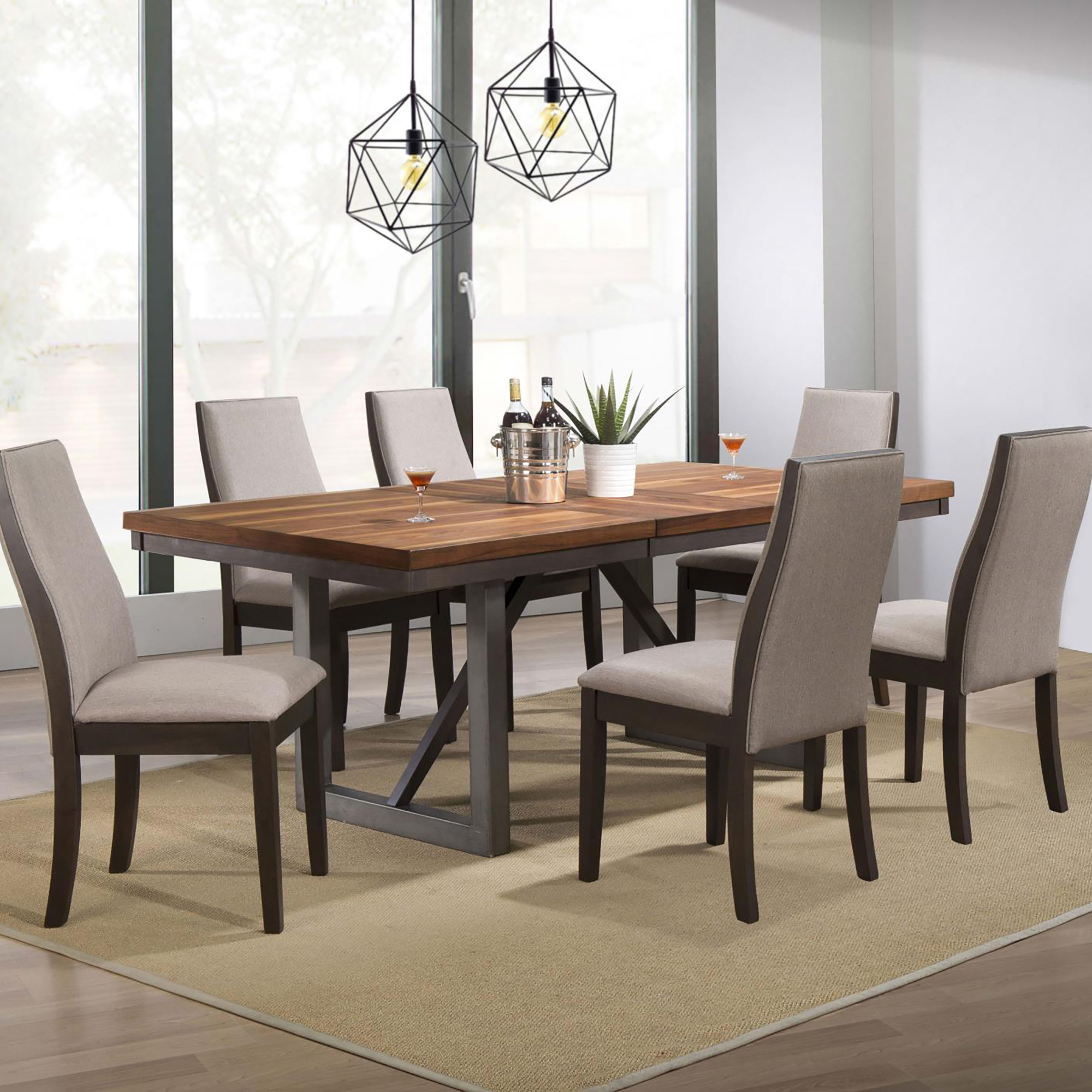 Taupe and Espresso Upholstered Dining Chair (Set of 2)