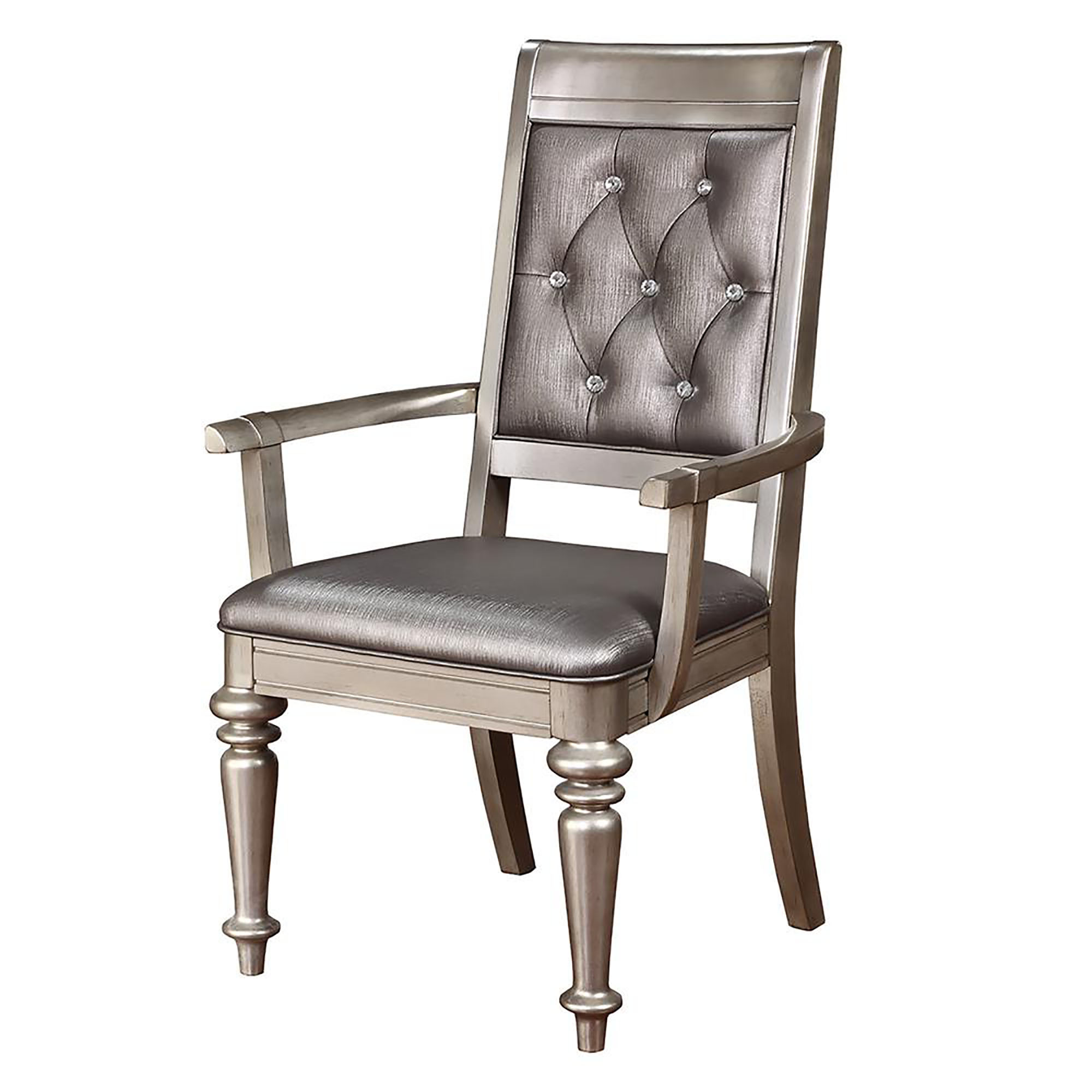 Metallic Platinum and Metallic Open Back Arm Chair (Set of 2)