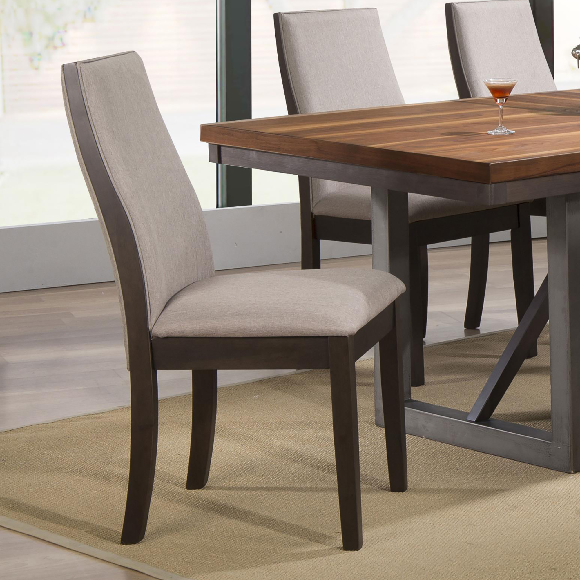 Taupe and Espresso Upholstered Dining Chair (Set of 2)