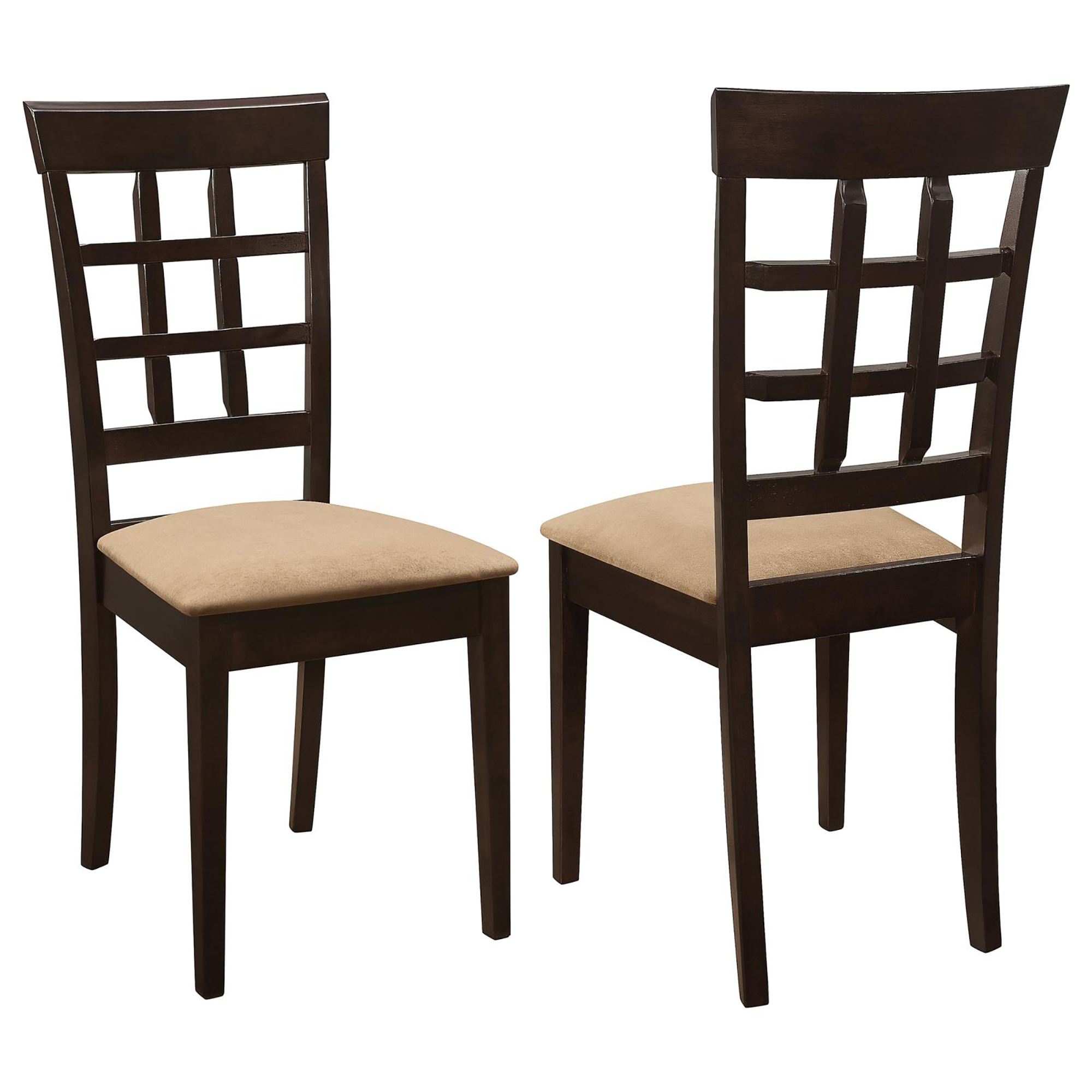 Cappuccino and Beige Lattice Back Dining Chair (Set of 2)