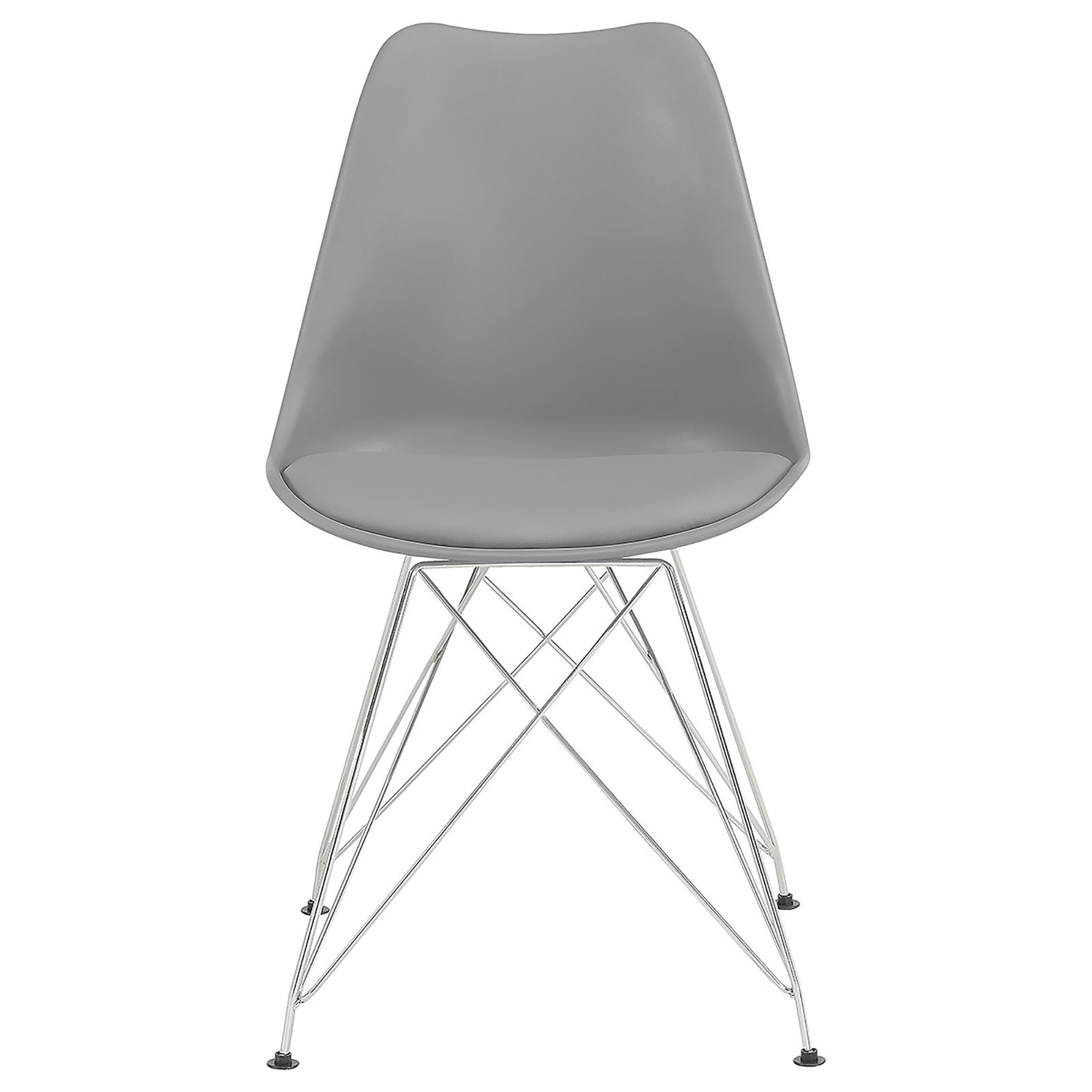 Grey and Chrome Padded Side Chair (Set of 2)