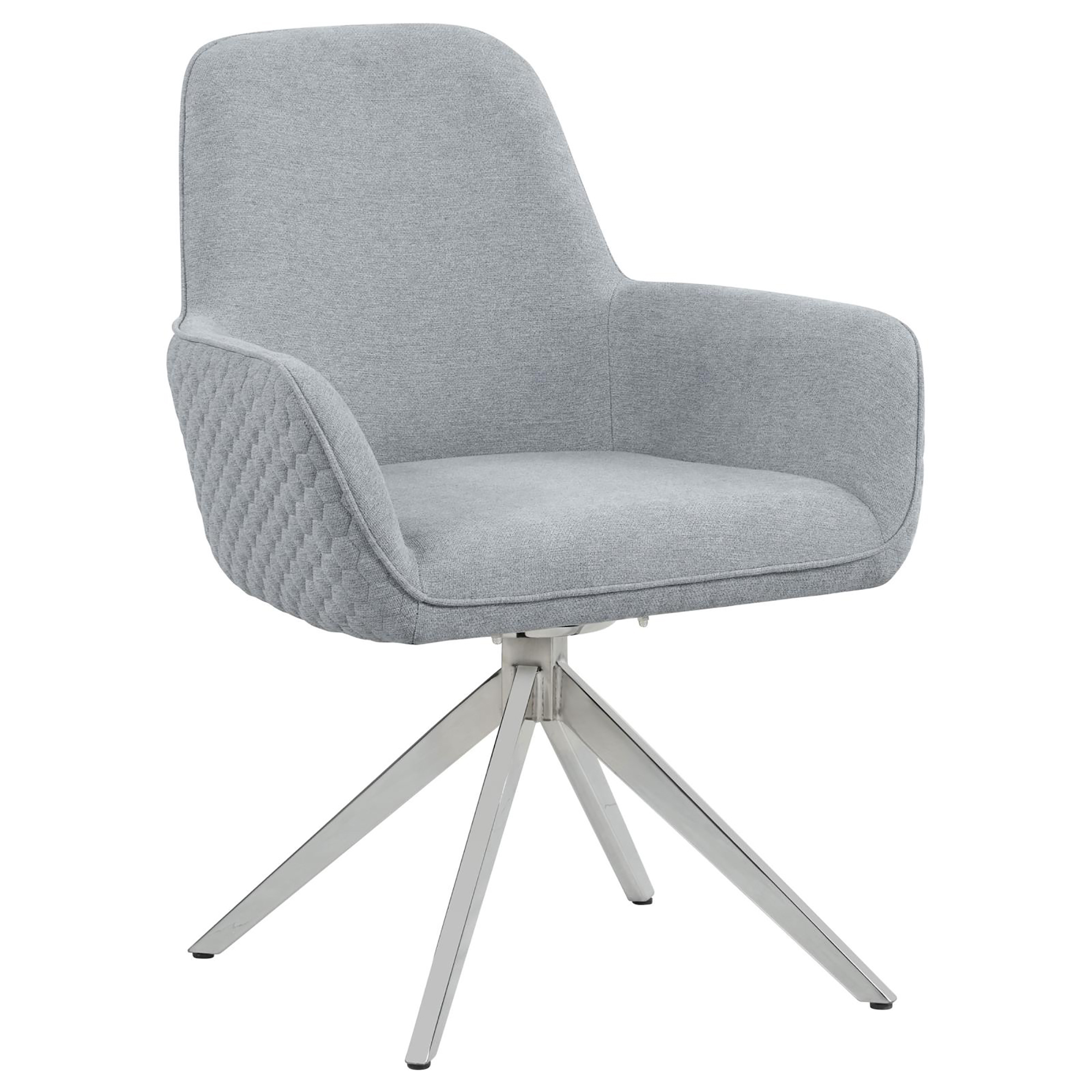 Light Grey and Chrome Flare Arm Side Chair