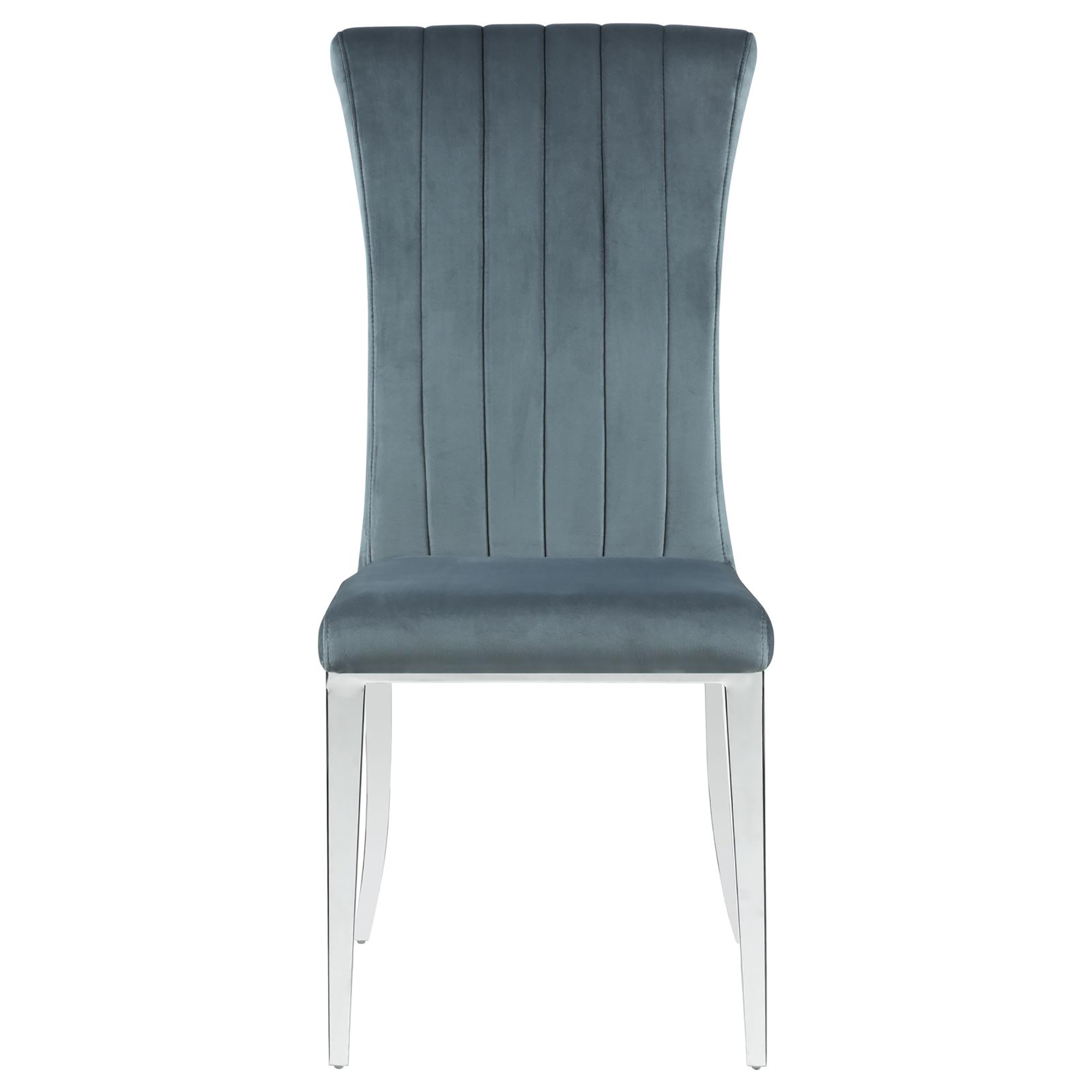 Dark Grey and Chrome Tufted Side Chair (Set of 2)