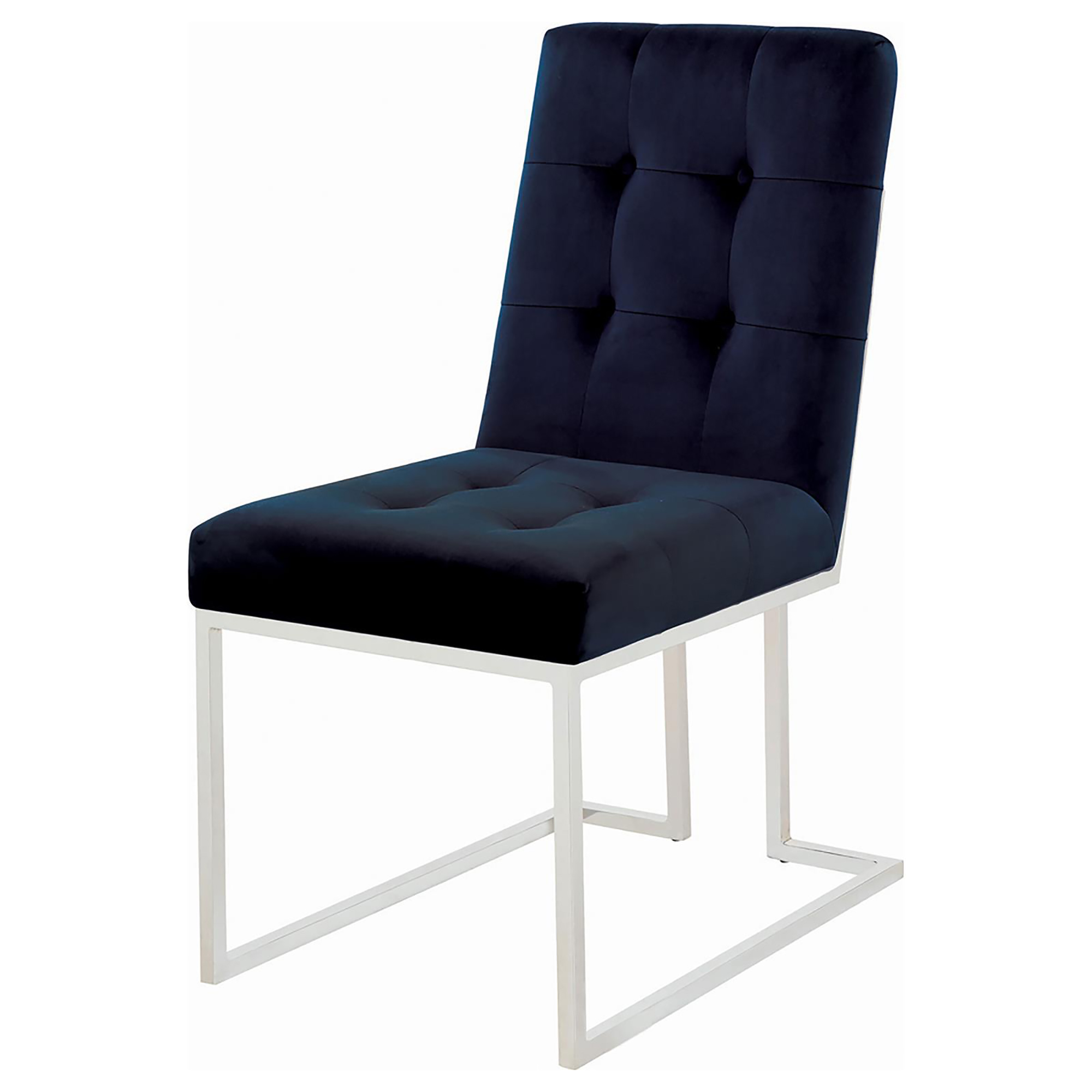 Blue and Chrome Tufted Back Dining Chair (Set of 2)