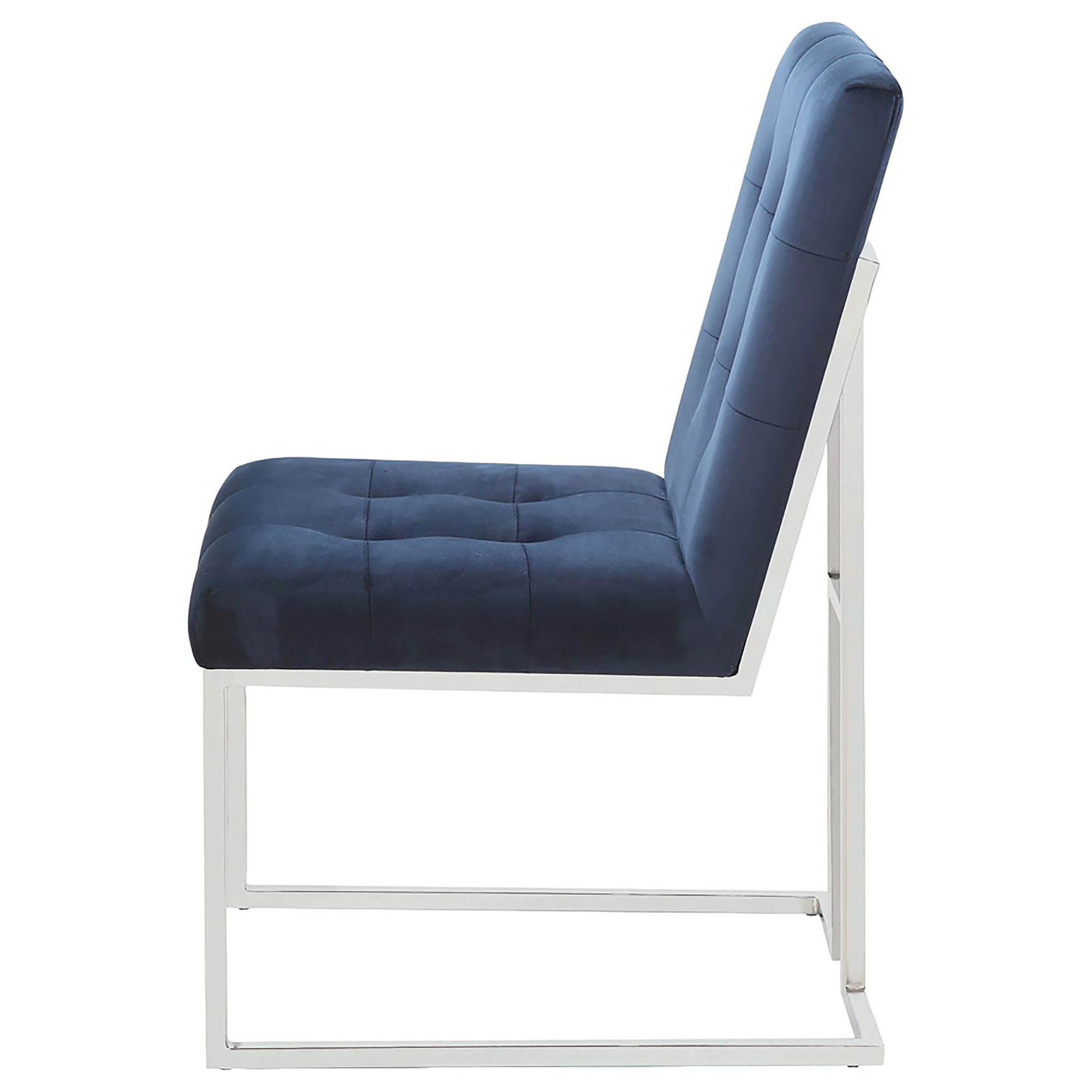 Blue and Chrome Tufted Back Dining Chair (Set of 2)