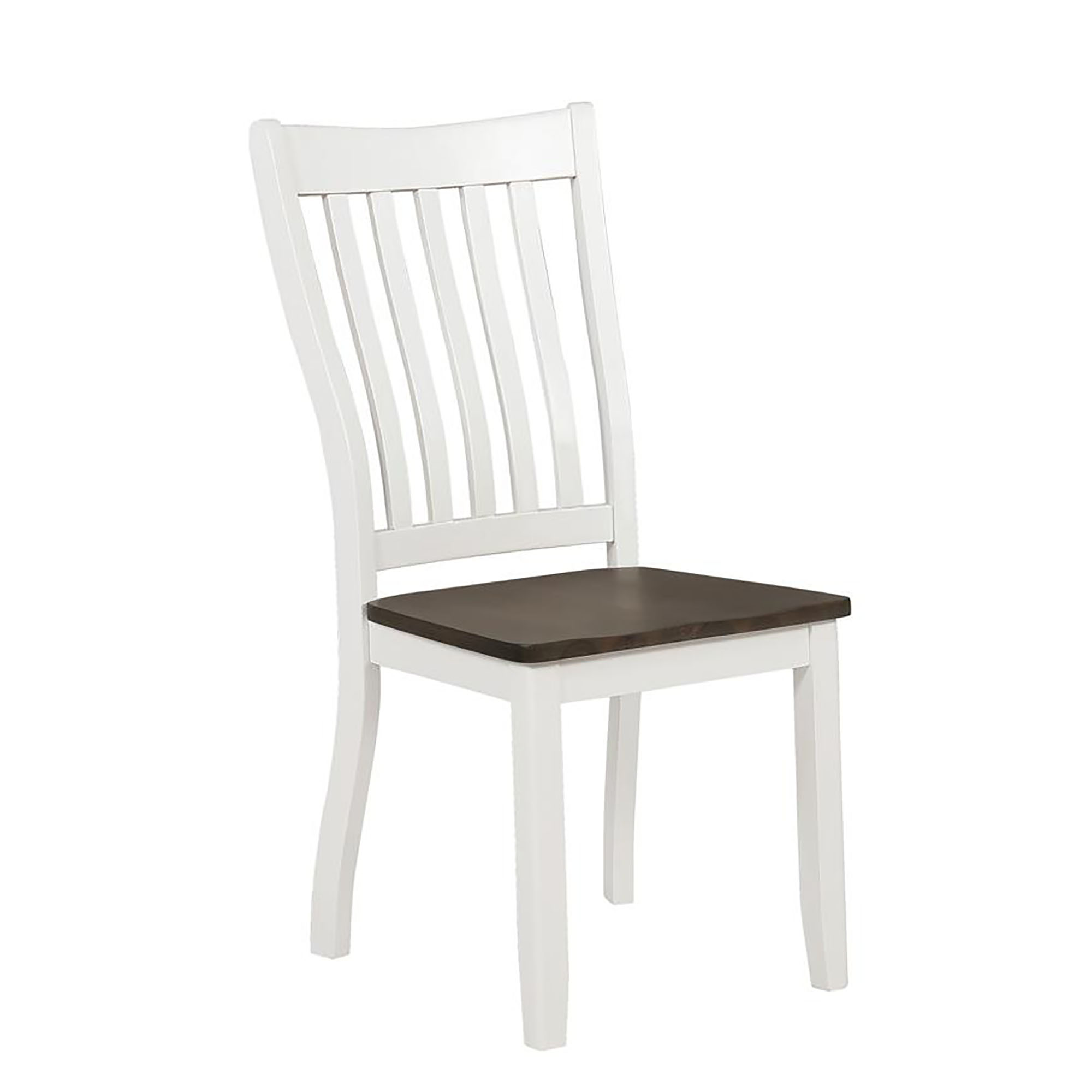 Espresso and White Dining Chair with Wood Seat (Set of 2)