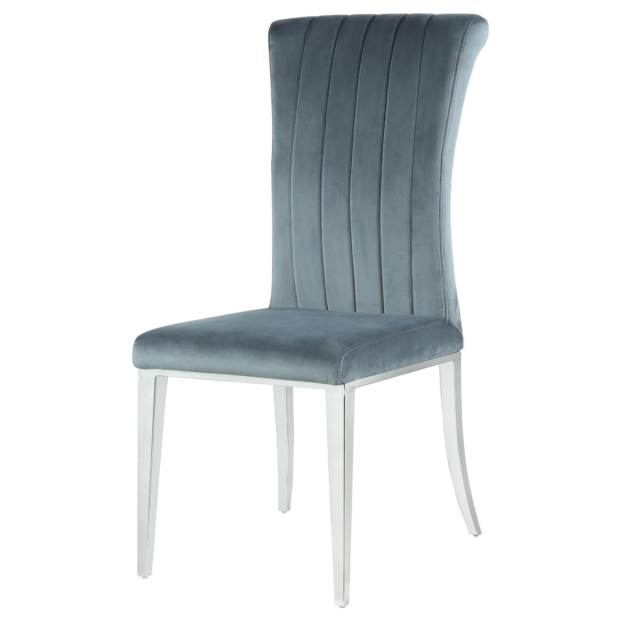 Dark Grey and Chrome Tufted Side Chair (Set of 2)