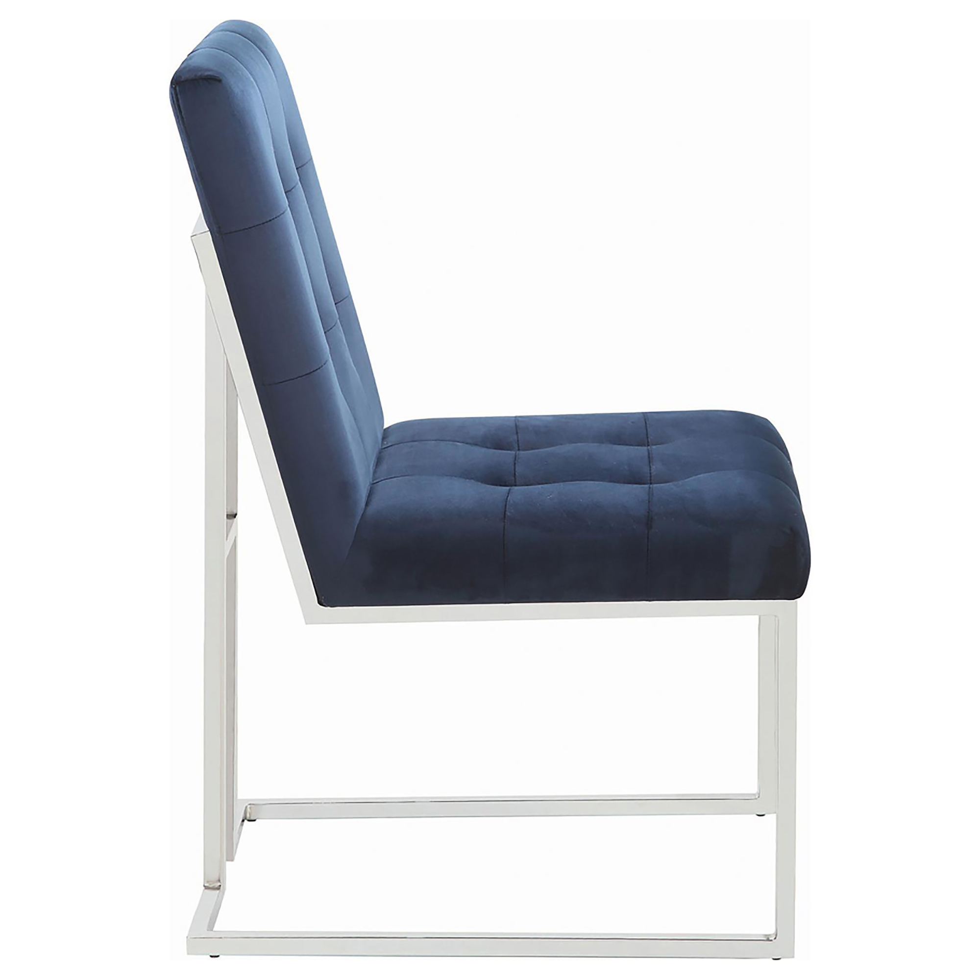 Blue and Chrome Tufted Back Dining Chair (Set of 2)