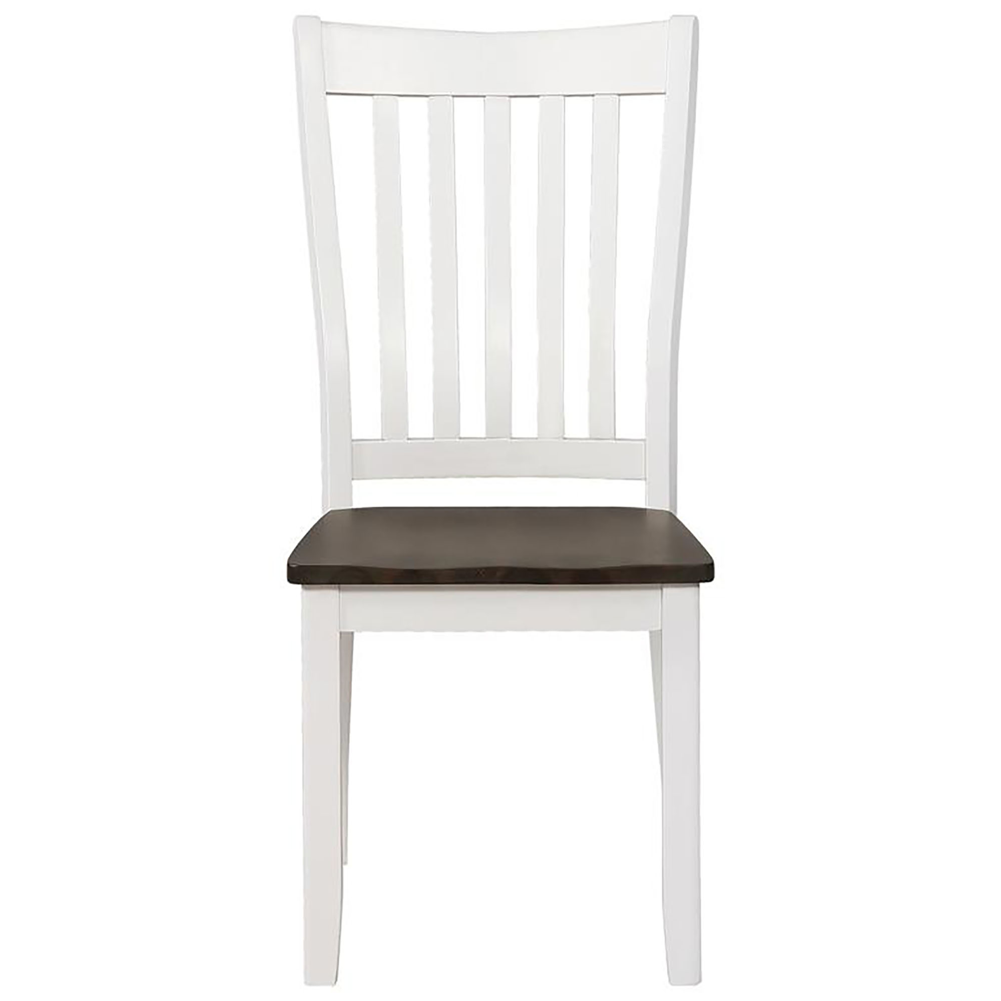 Espresso and White Dining Chair with Wood Seat (Set of 2)