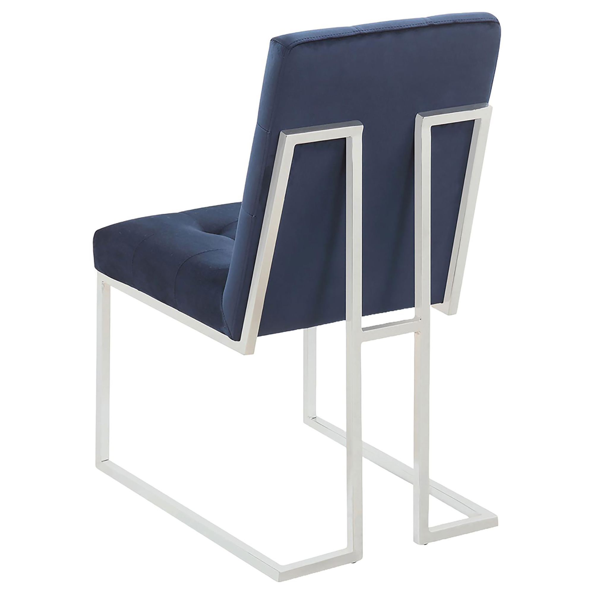 Blue and Chrome Tufted Back Dining Chair (Set of 2)