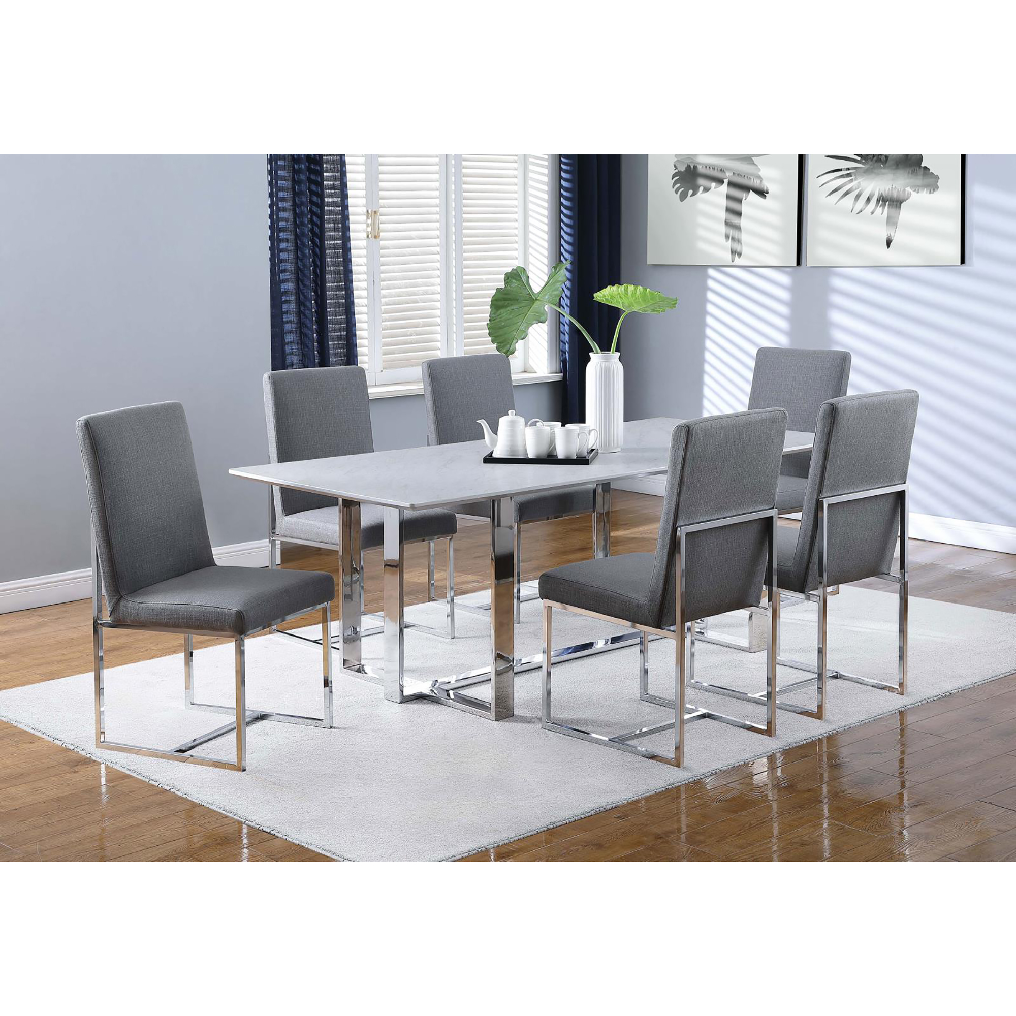 Grey Cube Base Dining Chair (Set of 2)