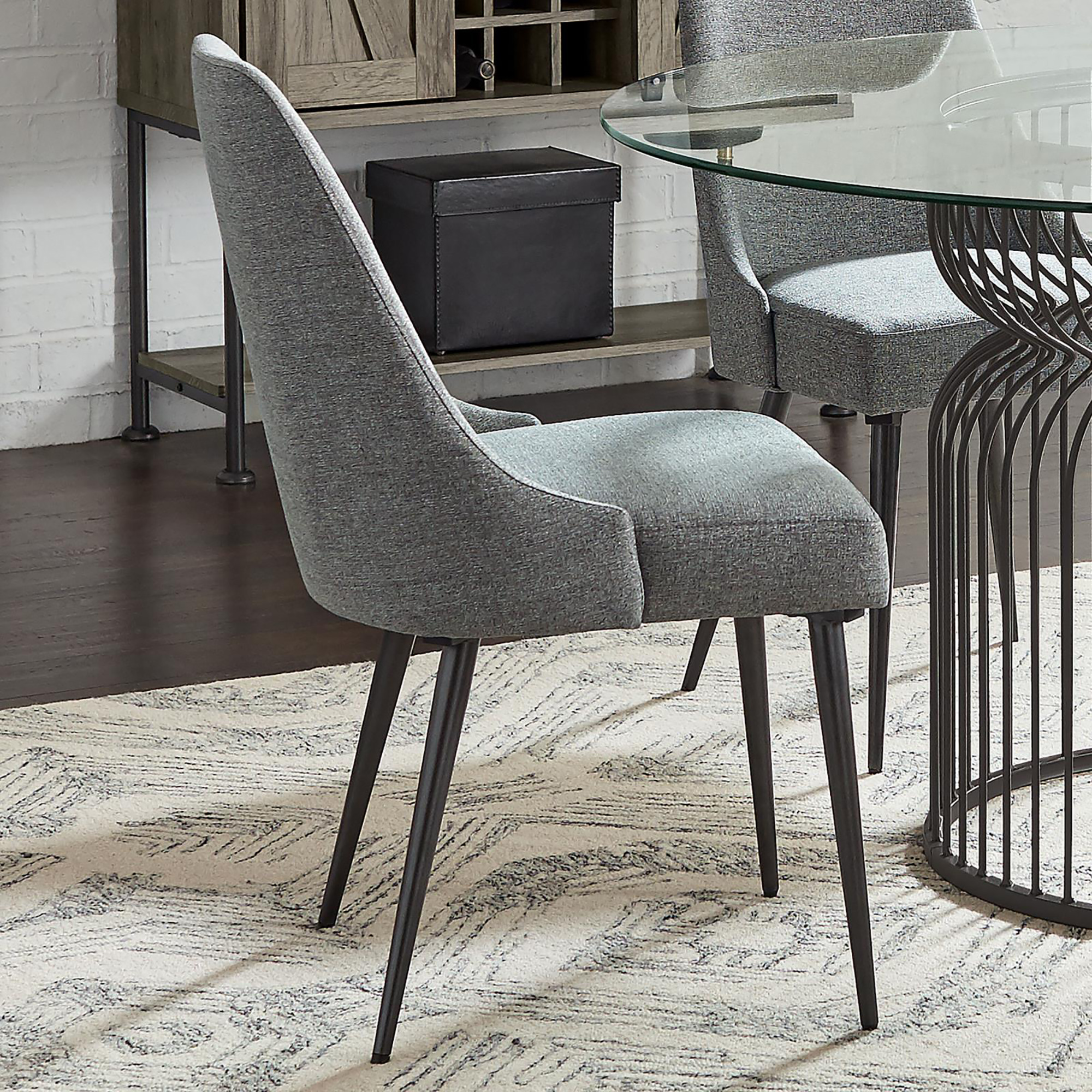 Grey and Gunmetal Side Chair (Set of 2)