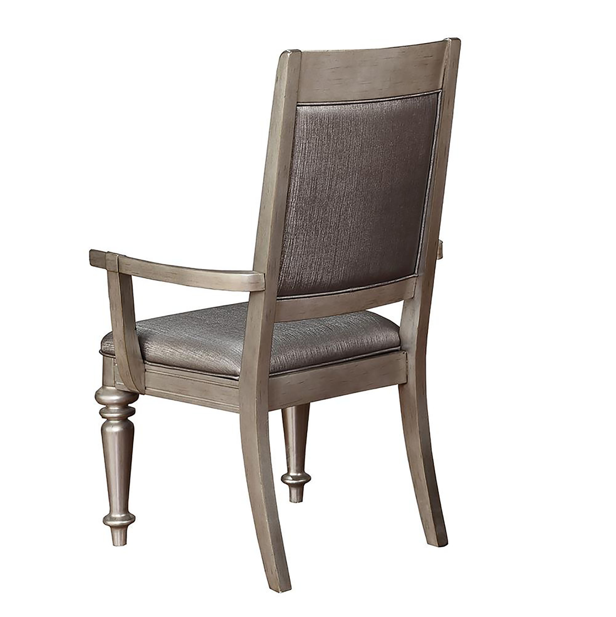 Metallic Platinum and Metallic Open Back Arm Chair (Set of 2)