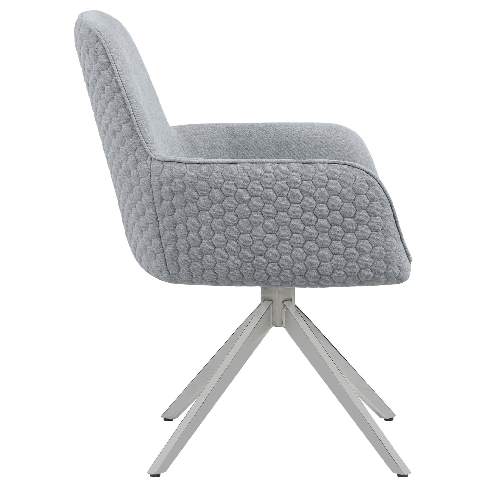 Light Grey and Chrome Flare Arm Side Chair